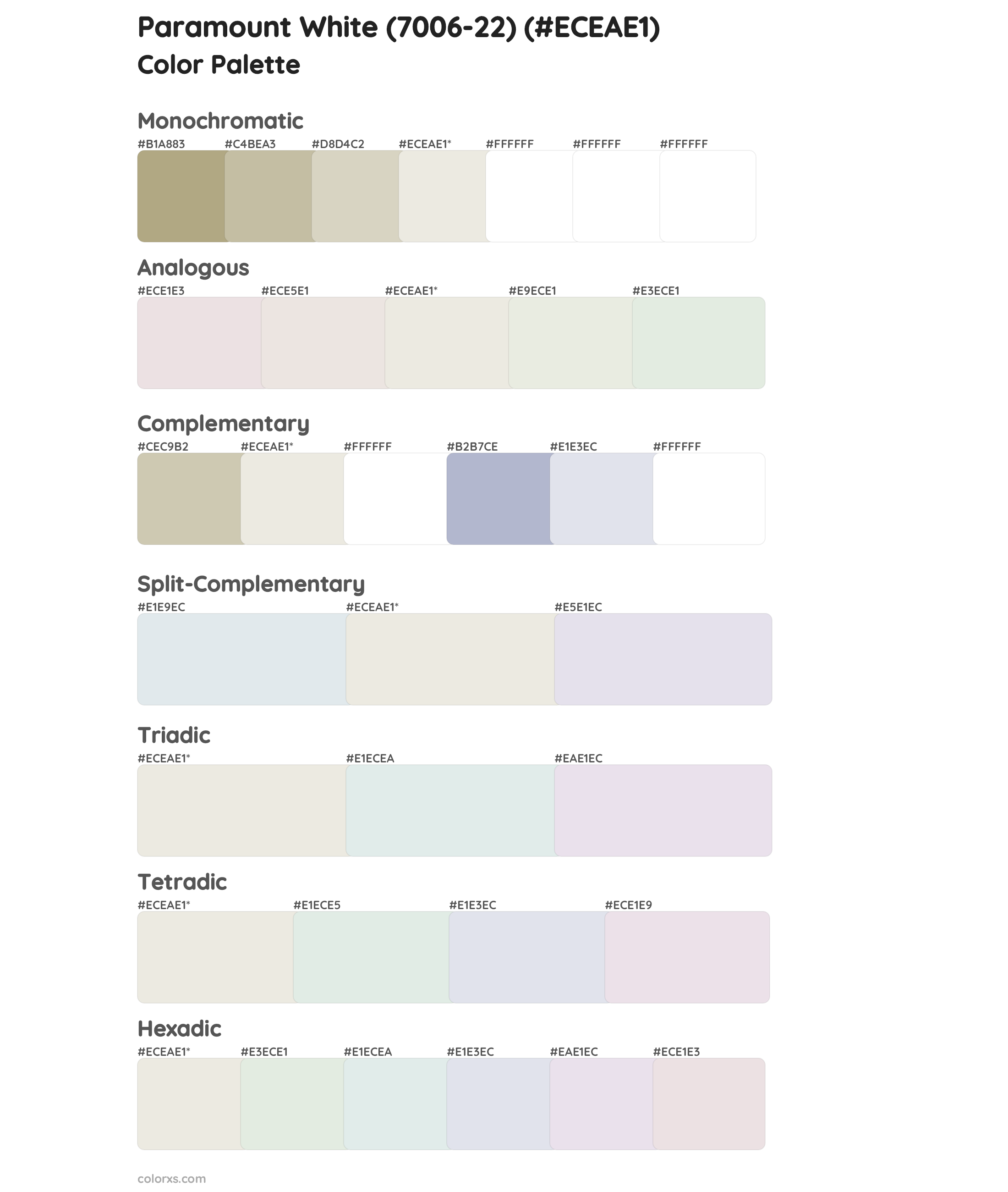 Paramount White (7006-22) Color Scheme Palettes