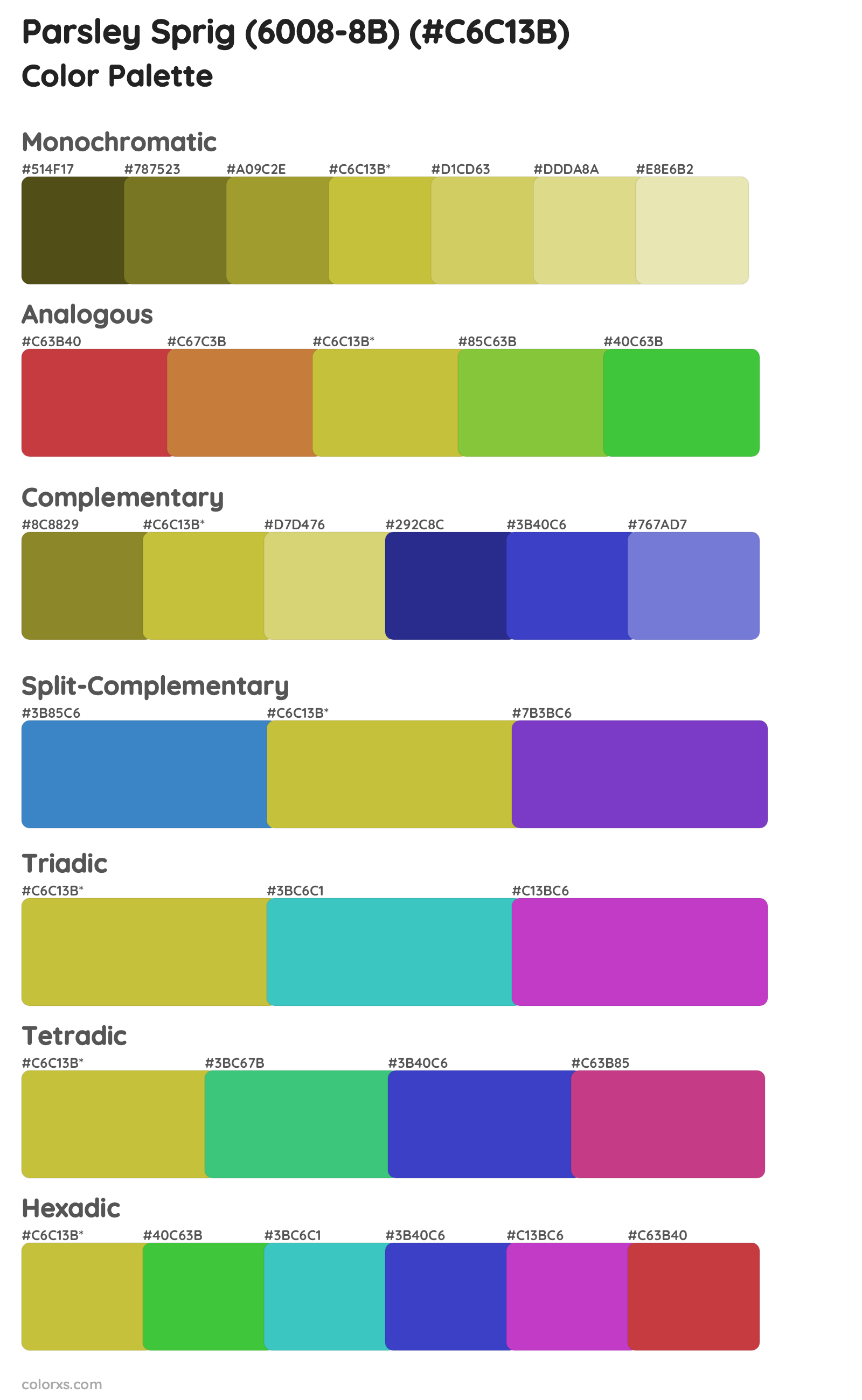 Parsley Sprig (6008-8B) Color Scheme Palettes