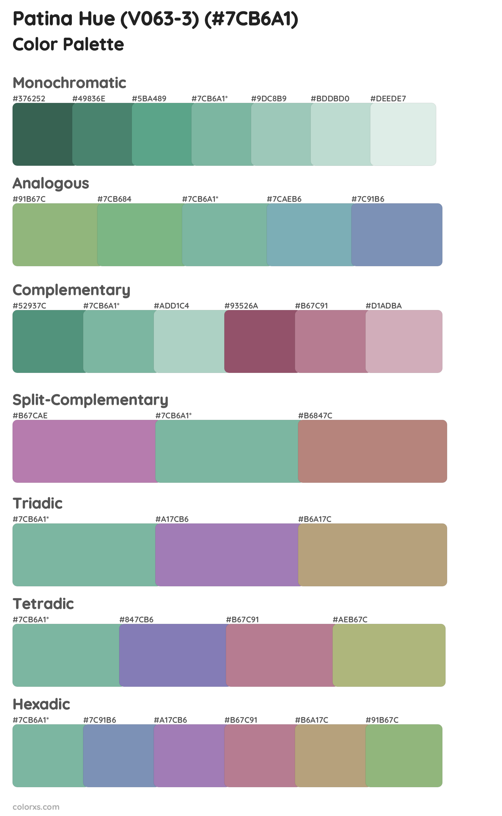 Patina Hue (V063-3) Color Scheme Palettes