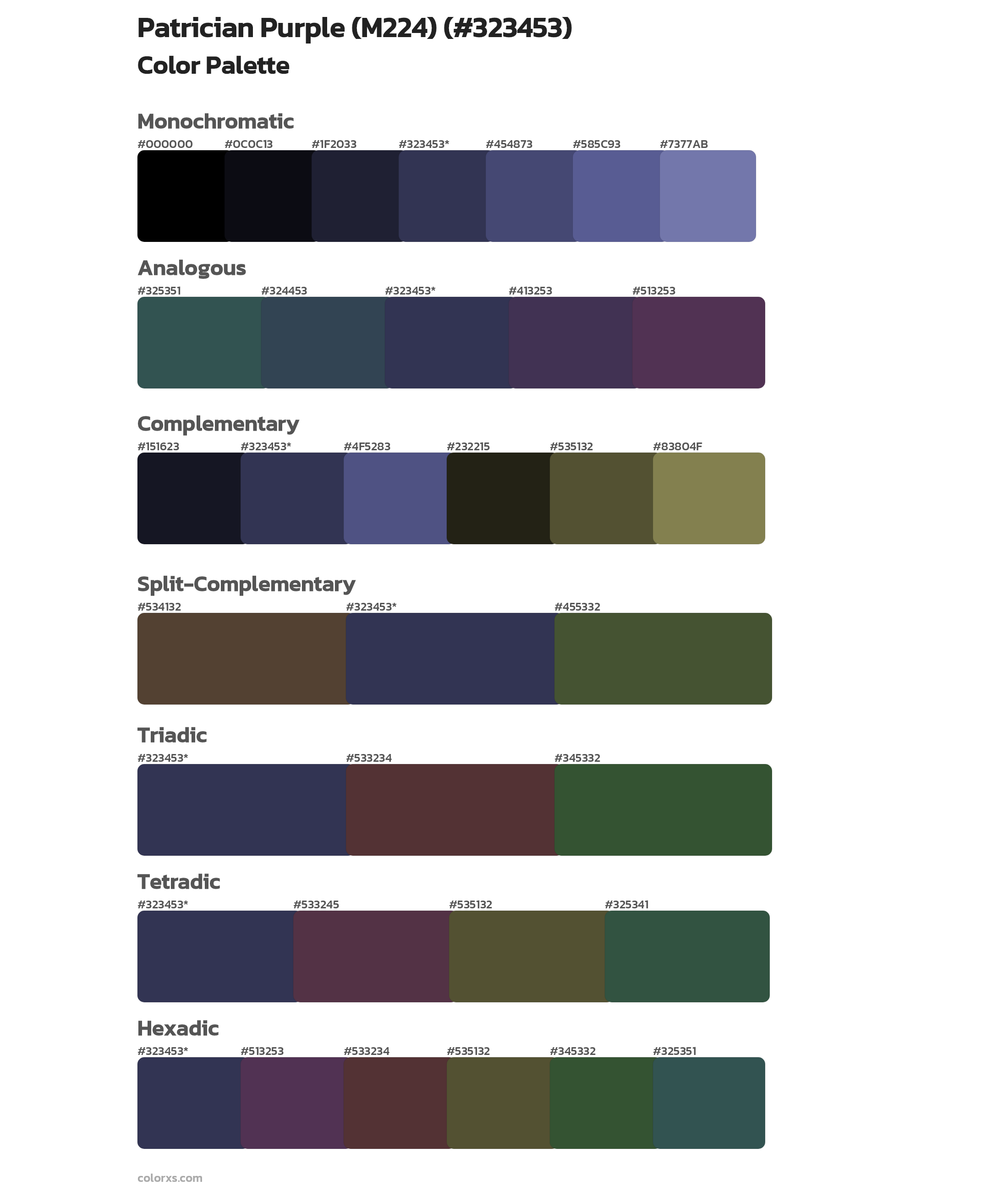 Patrician Purple (M224) Color Scheme Palettes
