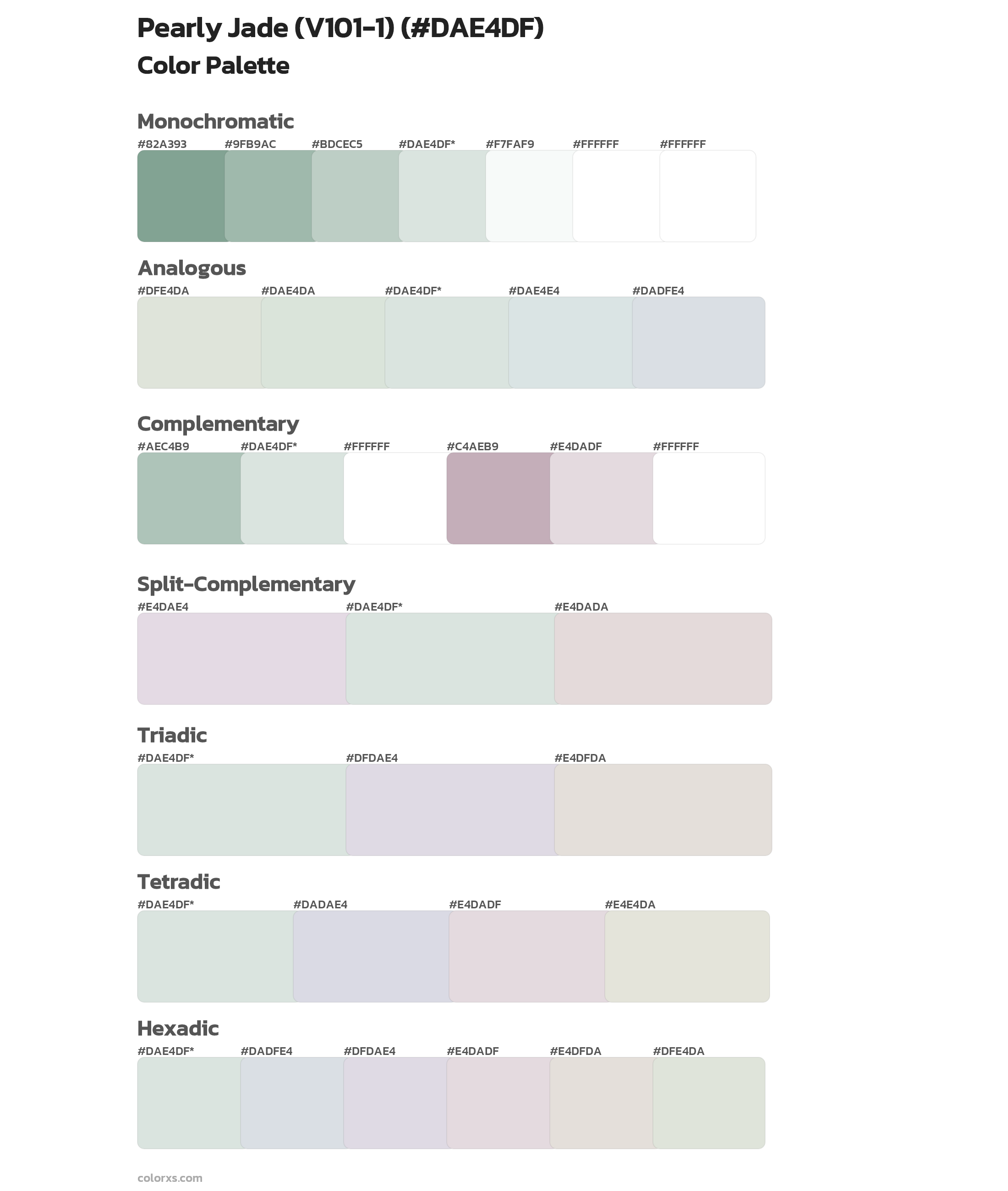 Pearly Jade (V101-1) Color Scheme Palettes