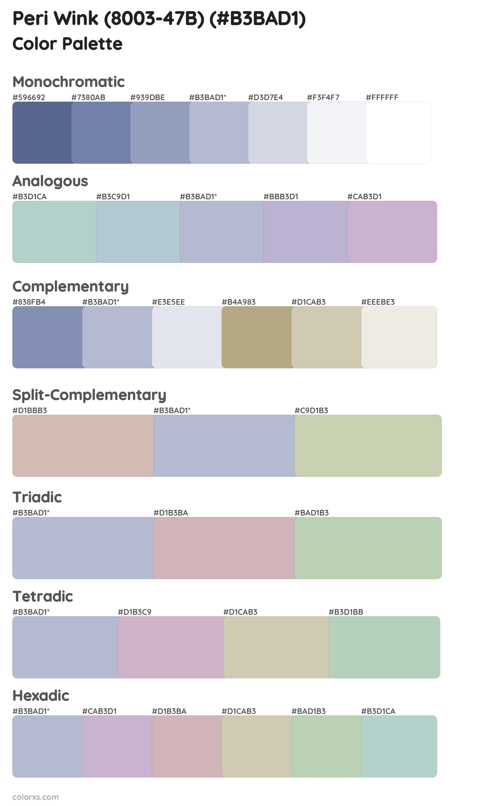 Peri Wink (8003-47B) Color Scheme Palettes