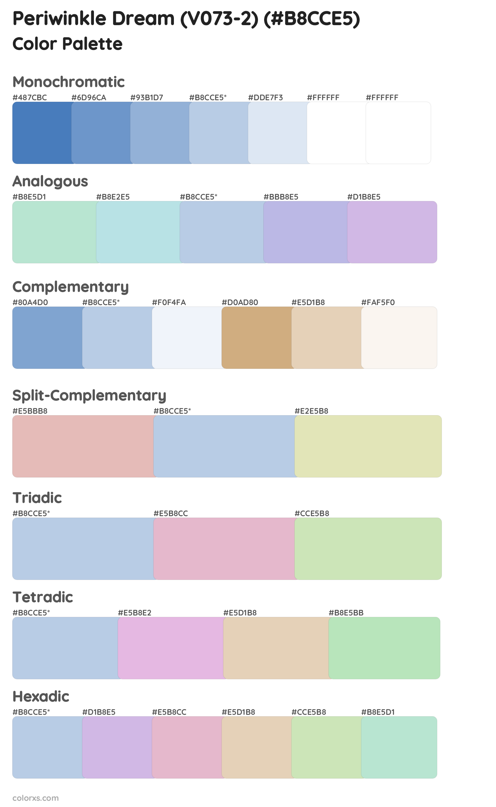 Periwinkle Dream (V073-2) Color Scheme Palettes