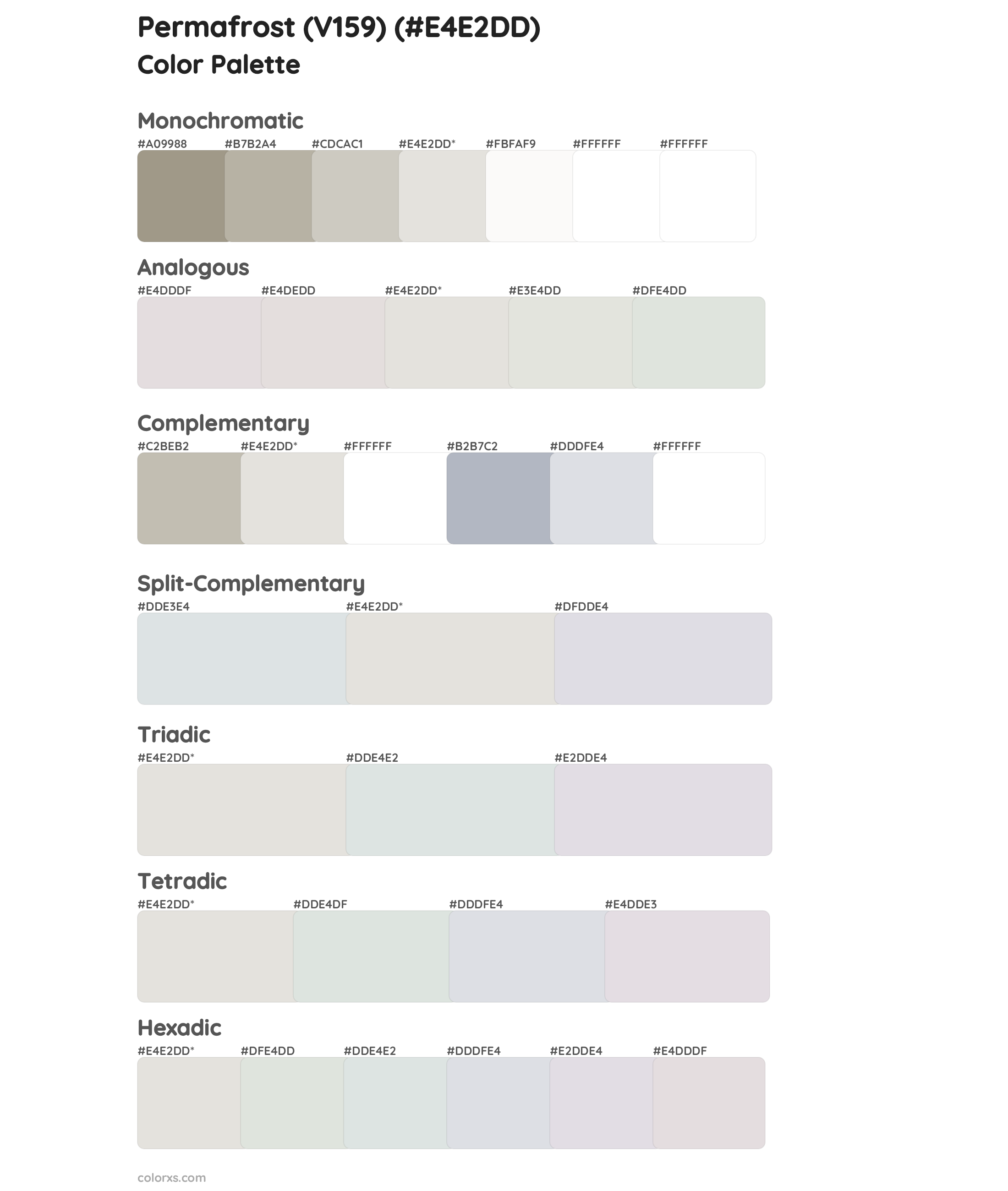 Permafrost (V159) Color Scheme Palettes