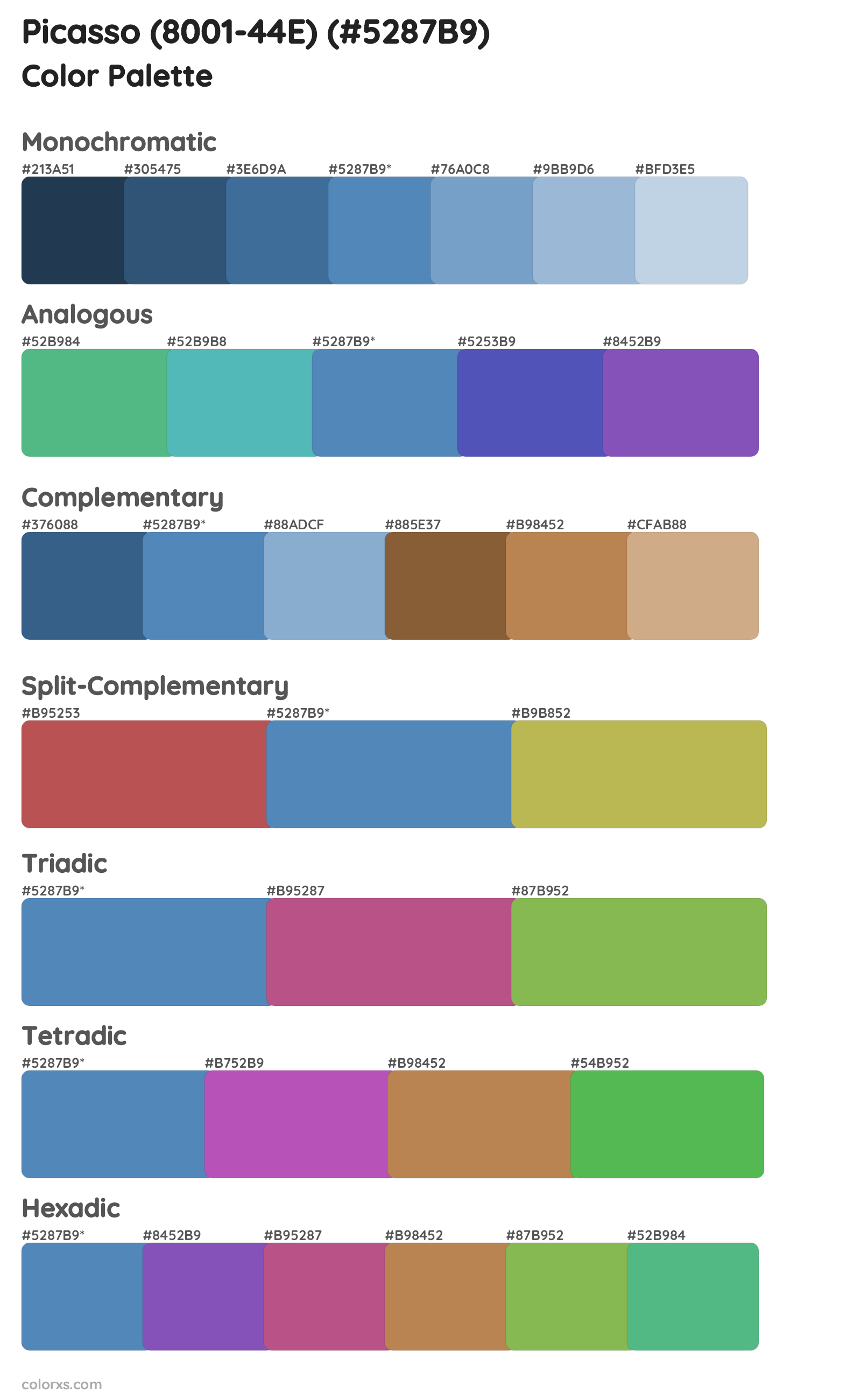 Picasso (8001-44E) Color Scheme Palettes
