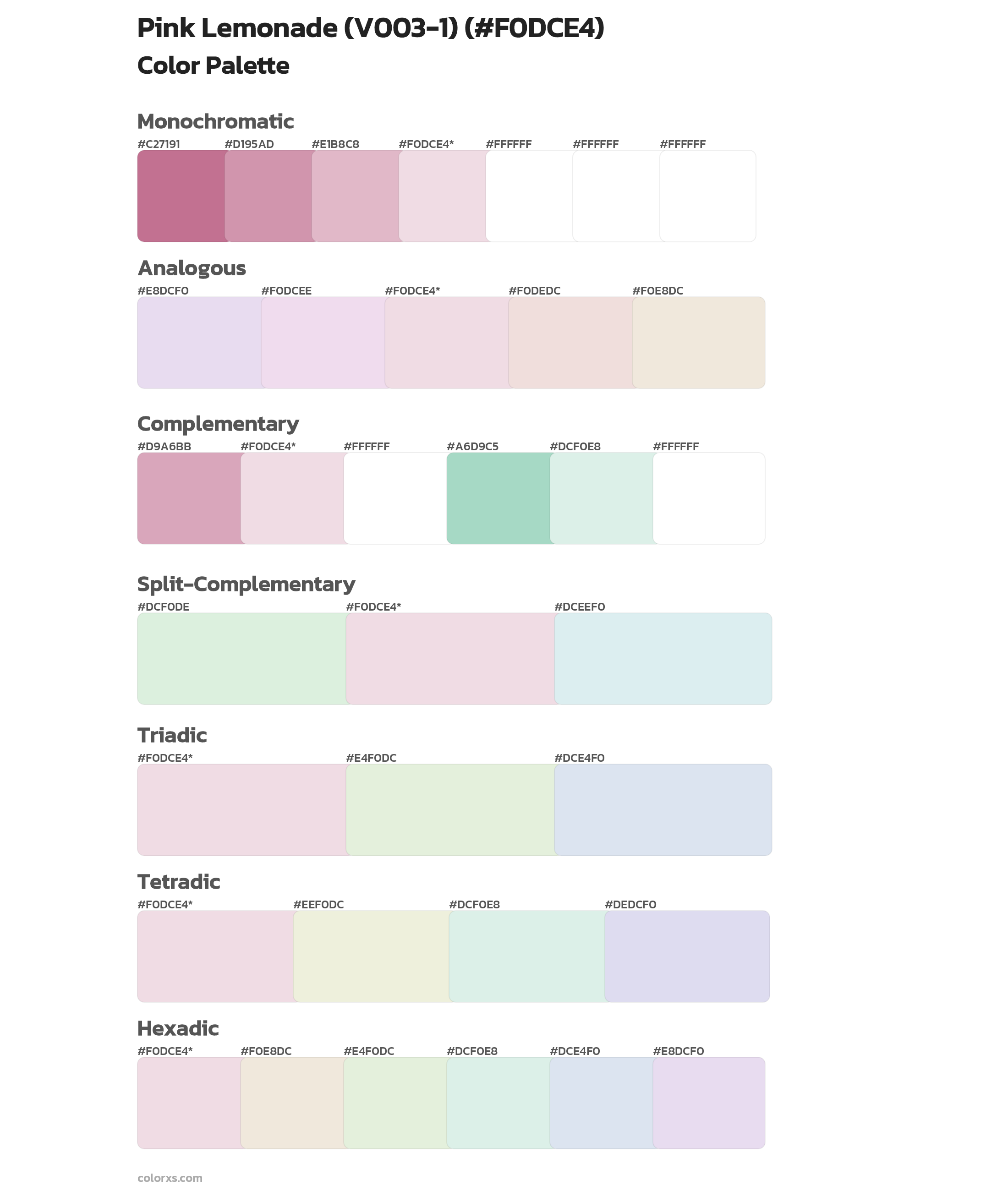 Pink Lemonade (V003-1) Color Scheme Palettes
