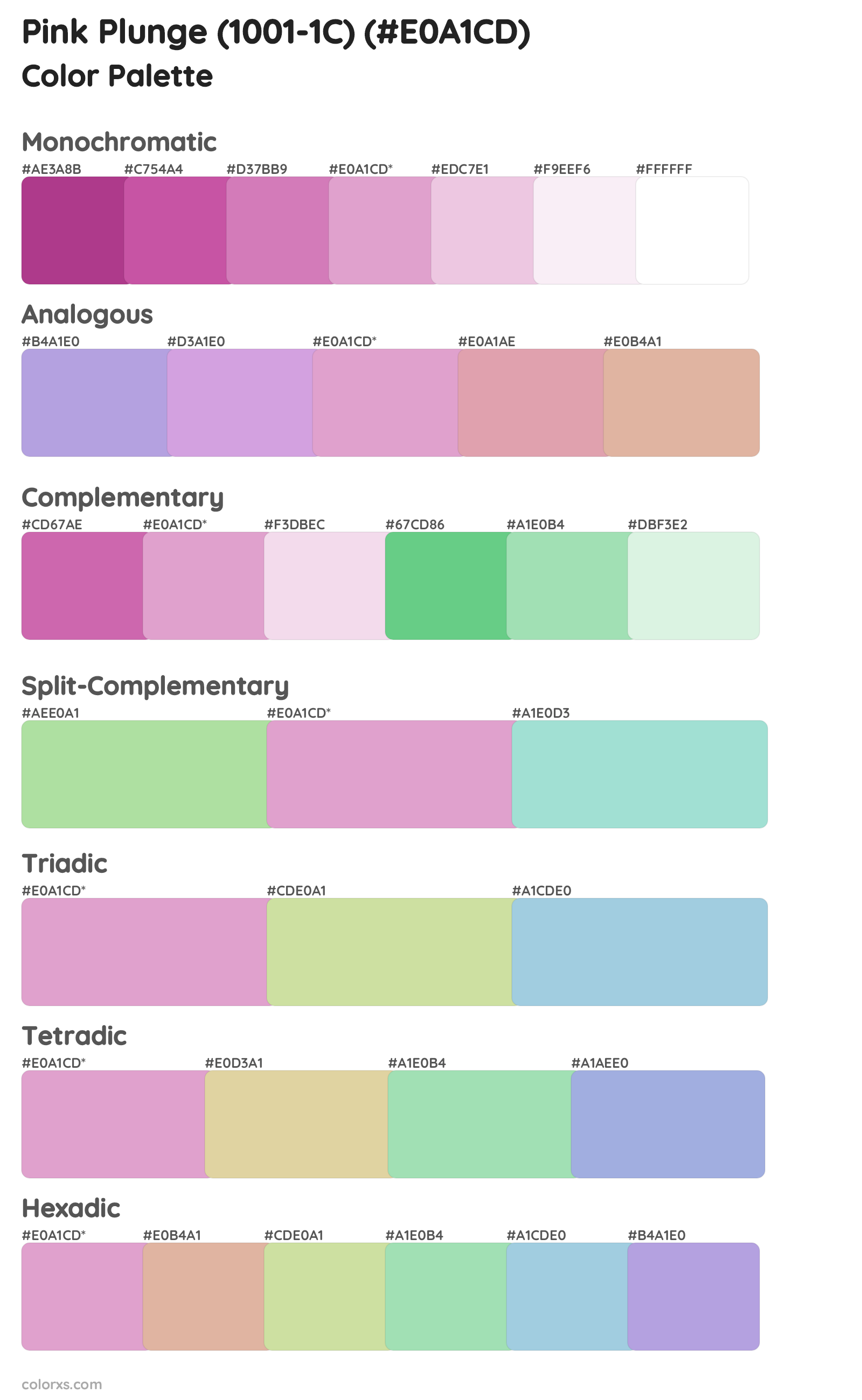 Pink Plunge (1001-1C) Color Scheme Palettes