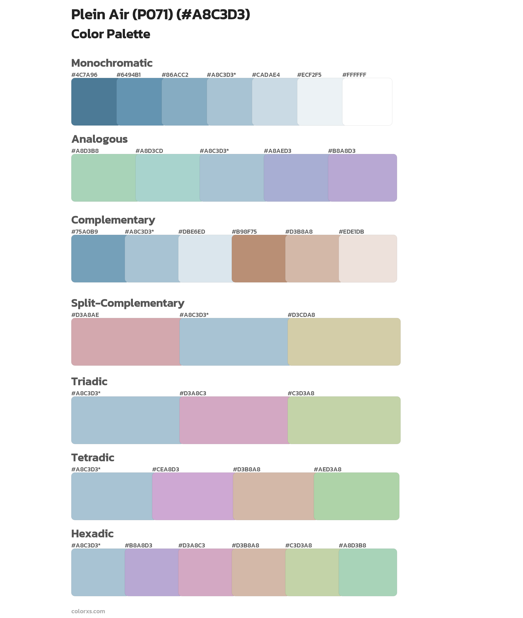 Plein Air (P071) Color Scheme Palettes