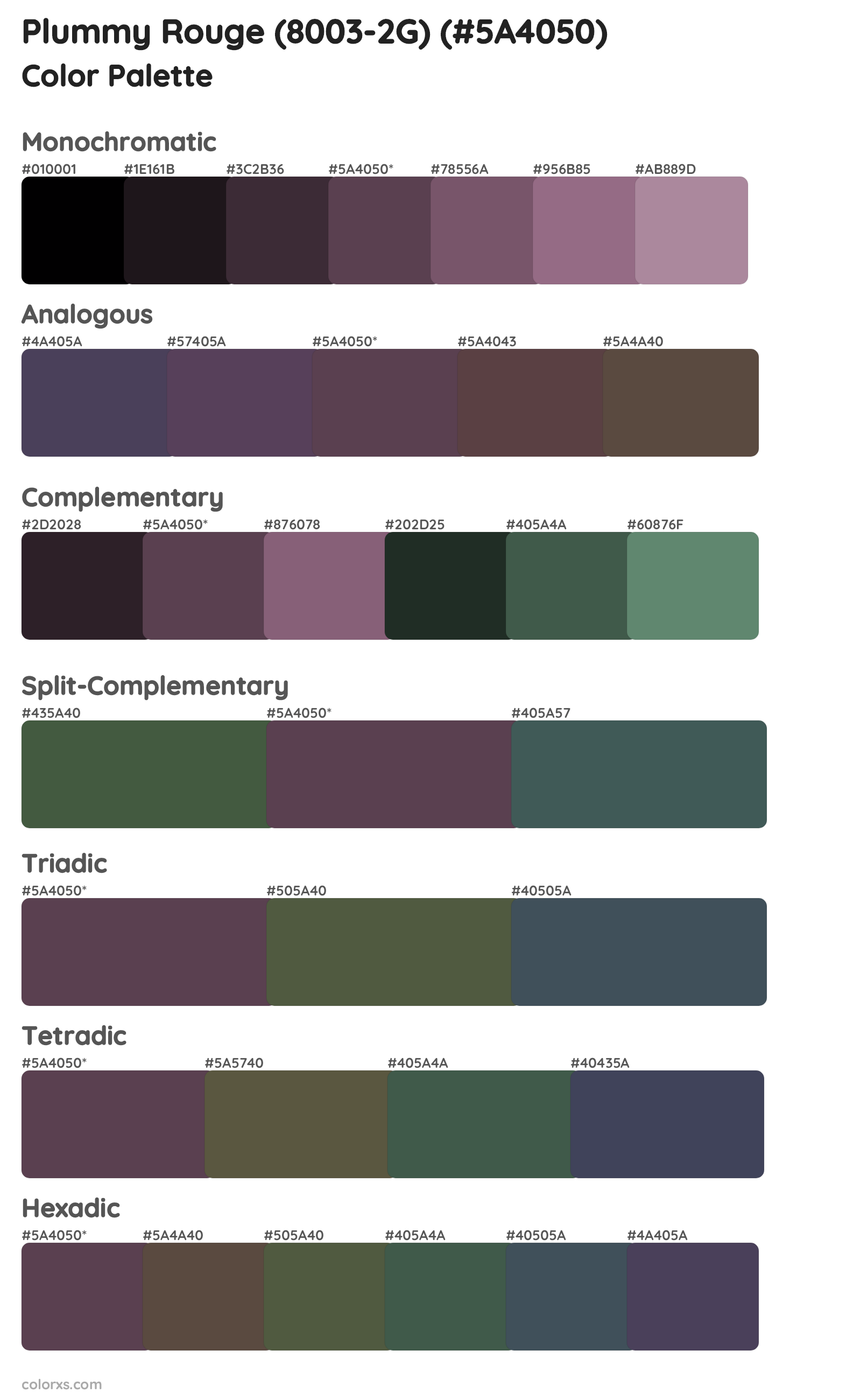 Plummy Rouge (8003-2G) Color Scheme Palettes