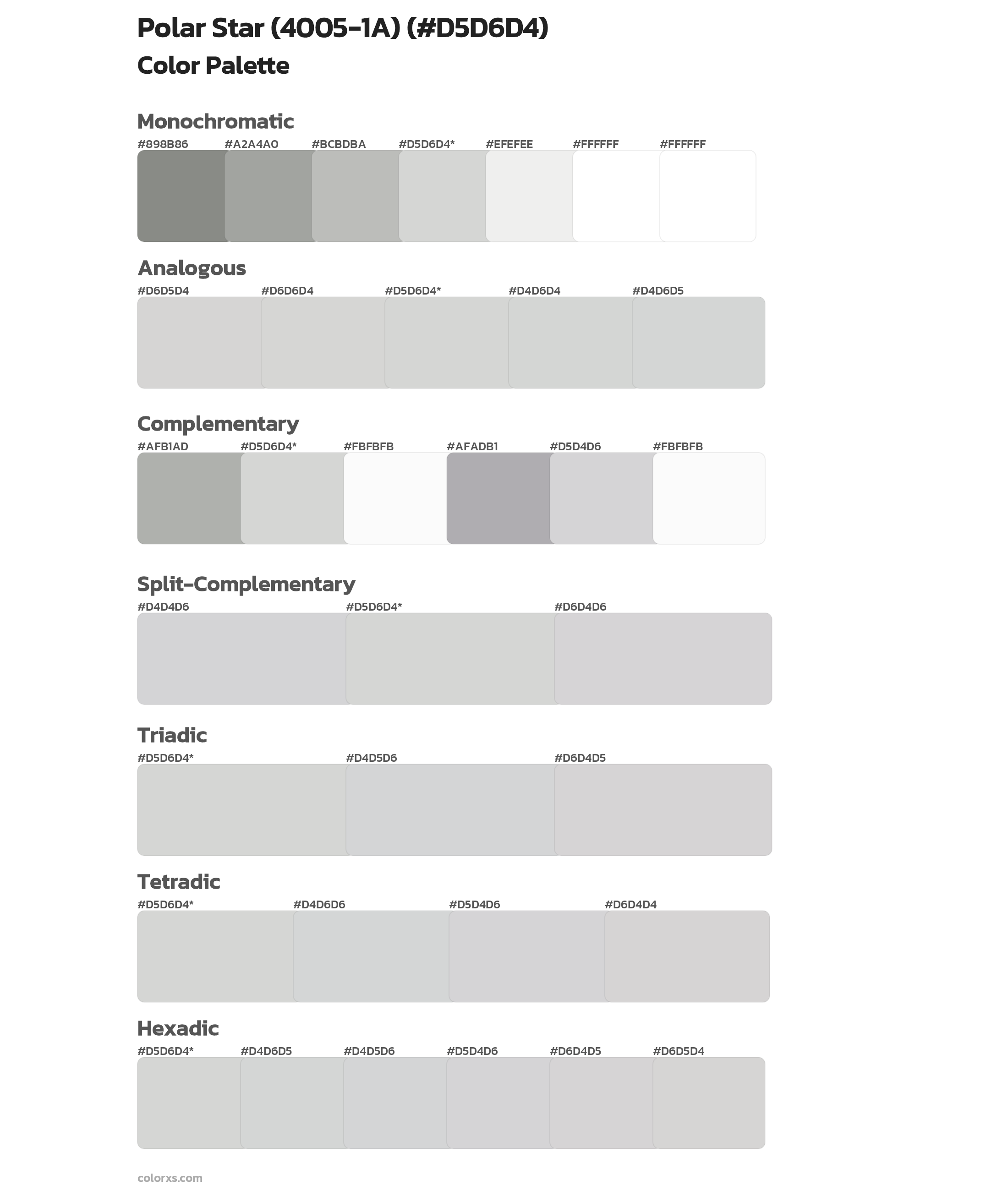 Polar Star (4005-1A) Color Scheme Palettes