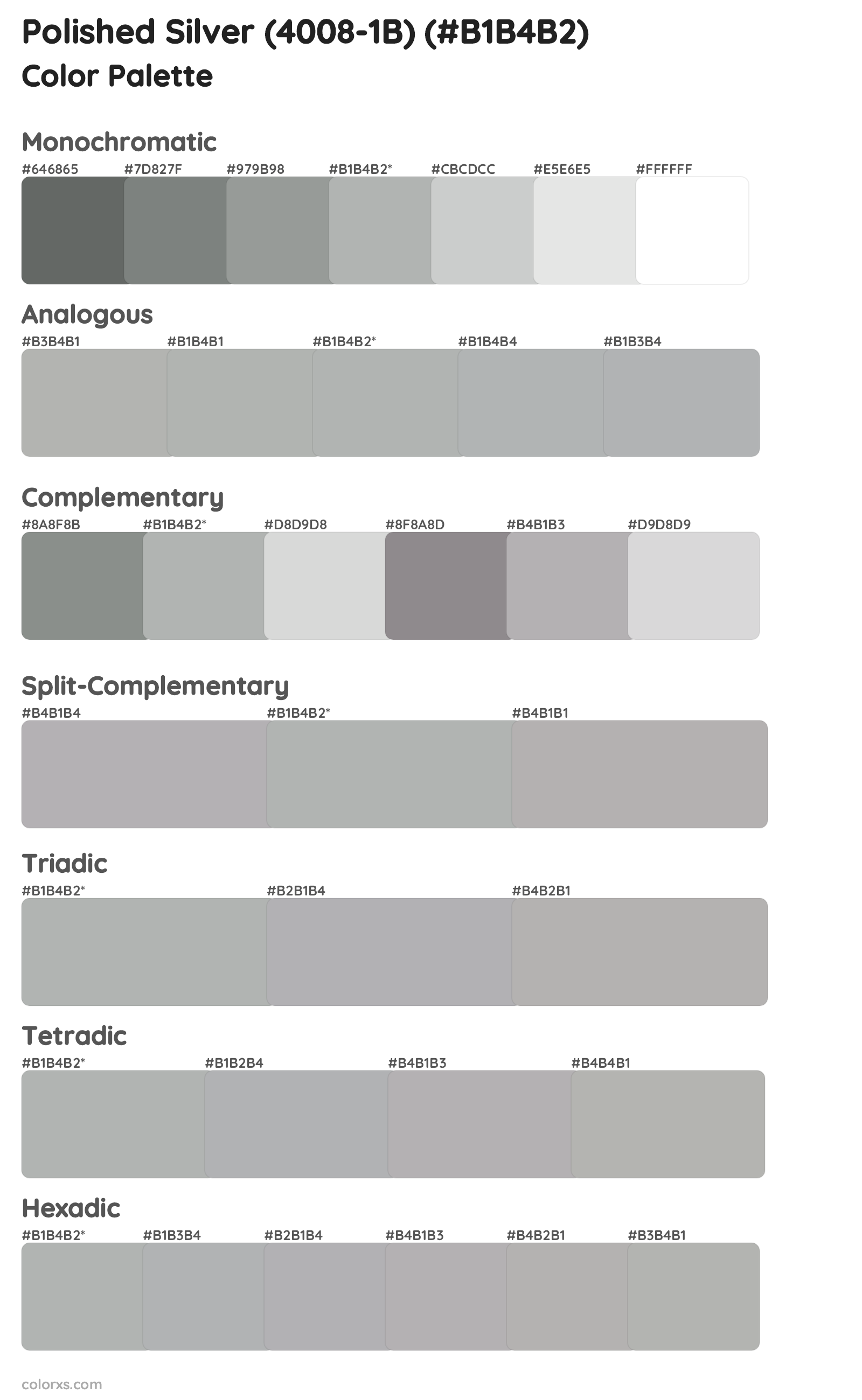 Polished Silver (4008-1B) Color Scheme Palettes