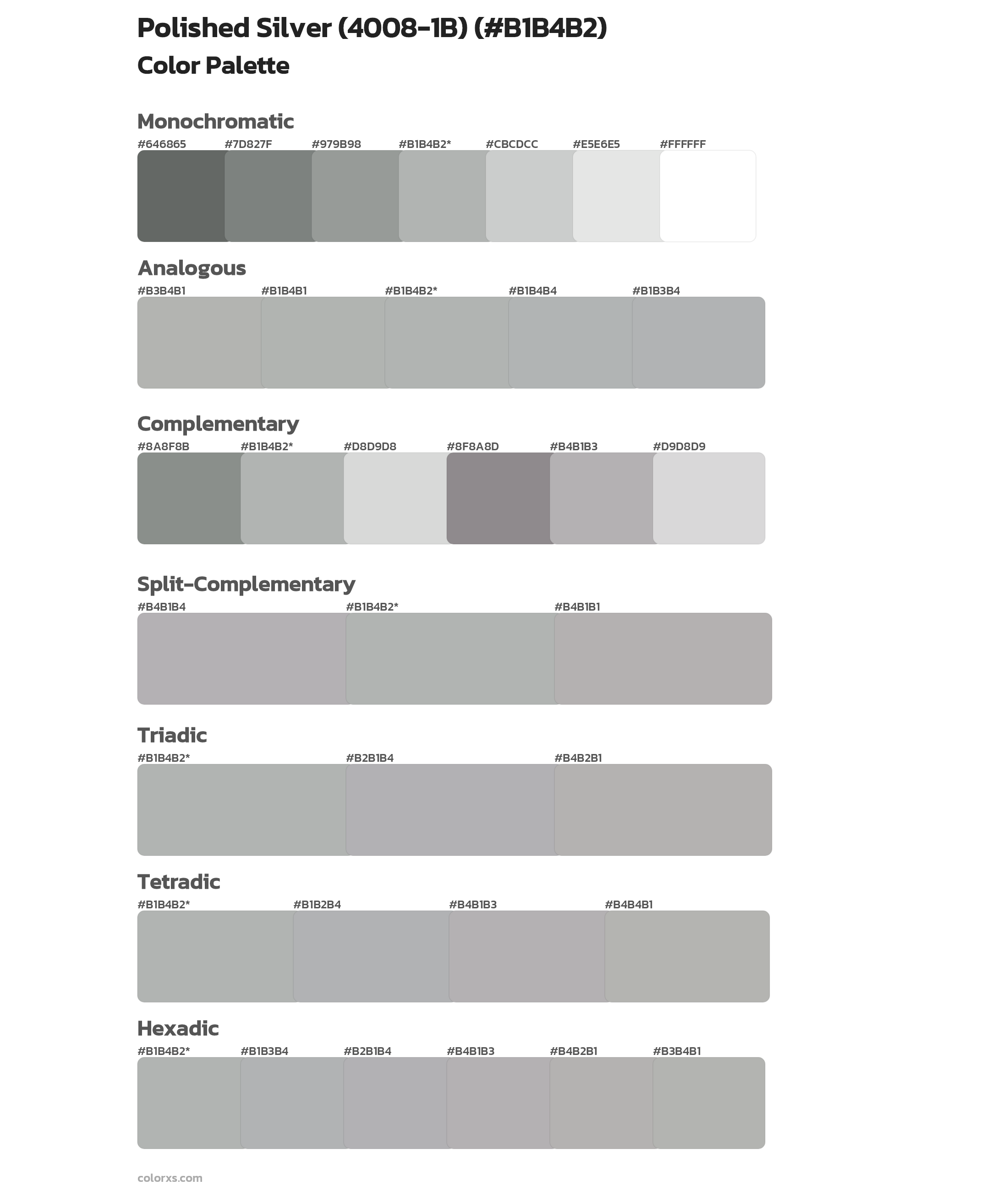 Polished Silver (4008-1B) Color Scheme Palettes