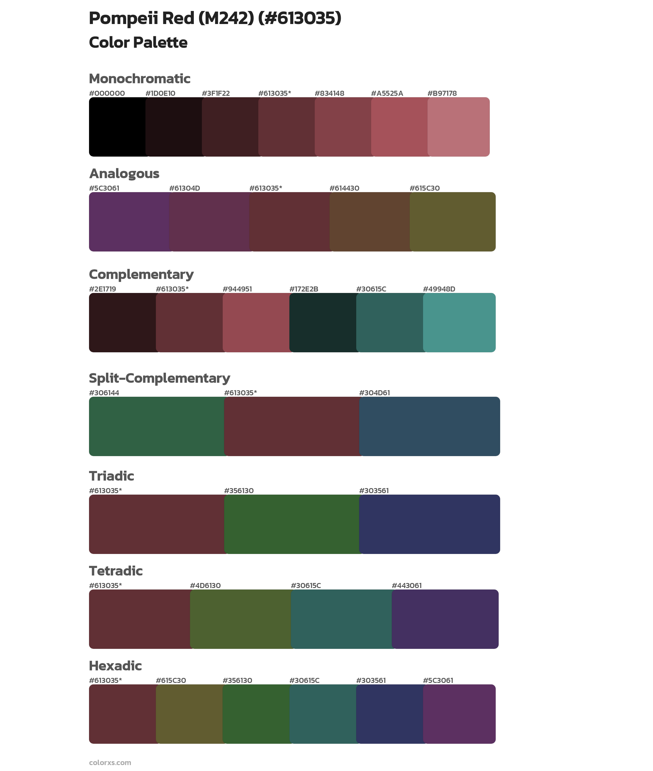 Pompeii Red (M242) Color Scheme Palettes