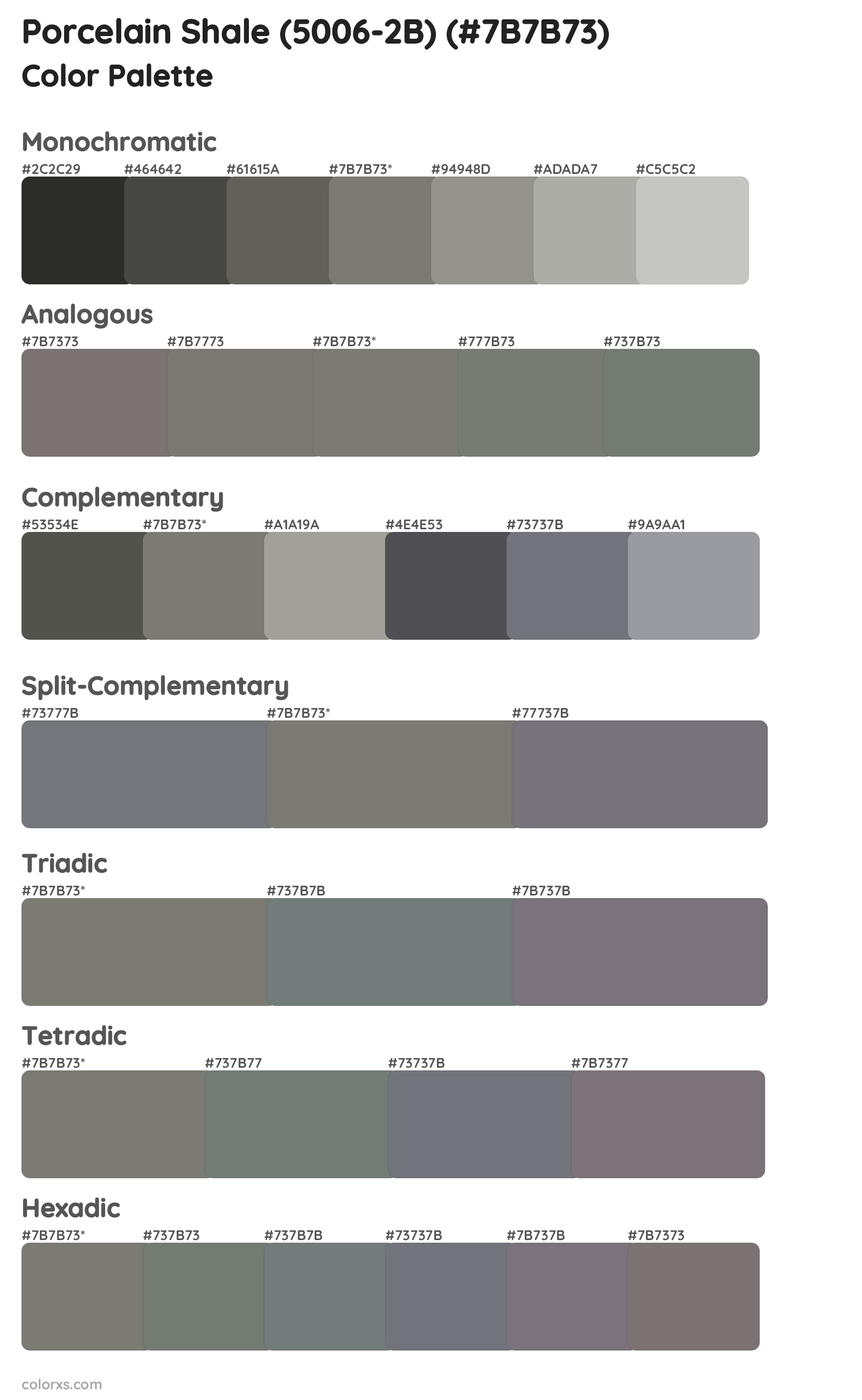 Porcelain Shale (5006-2B) Color Scheme Palettes