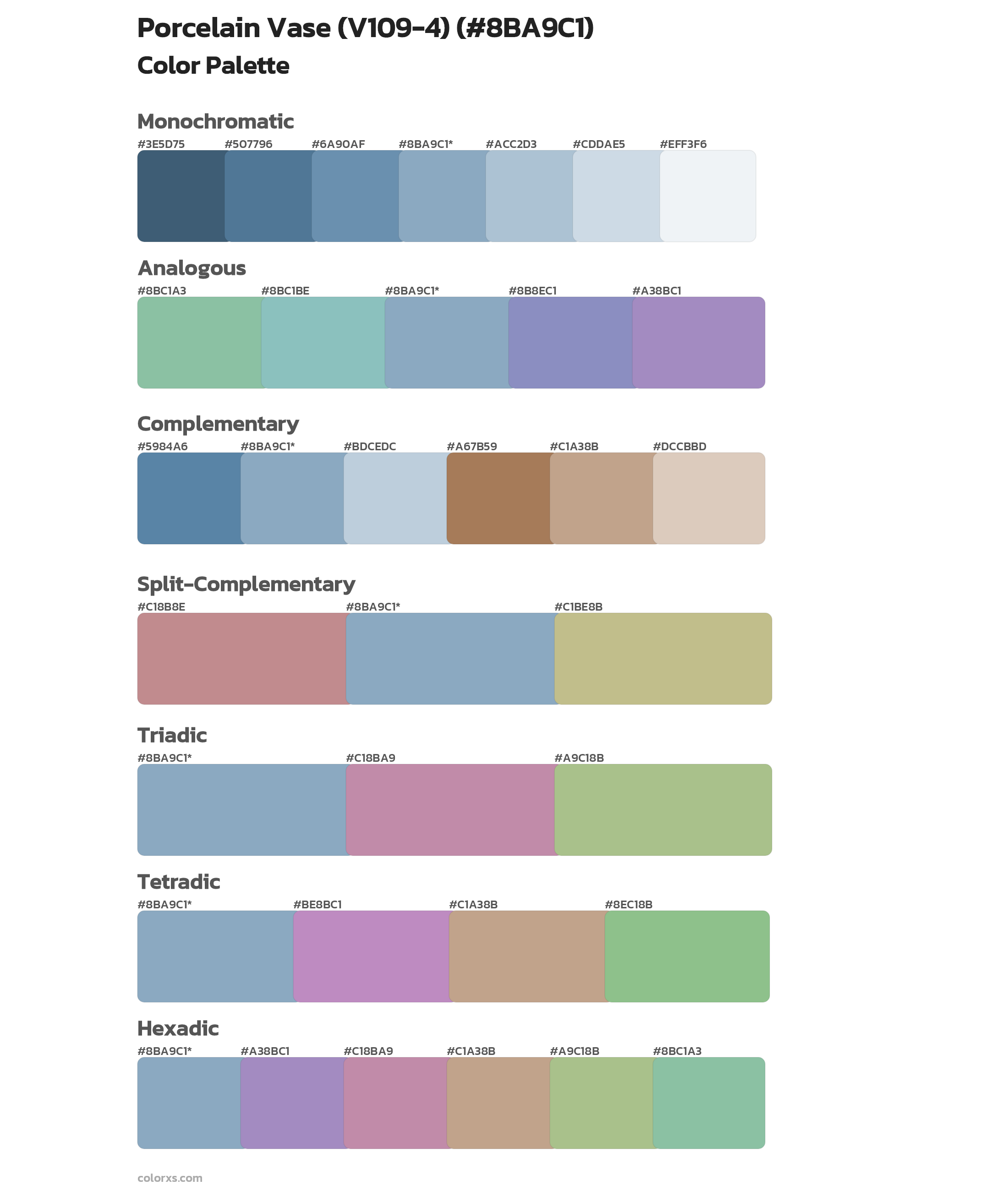 Porcelain Vase (V109-4) Color Scheme Palettes