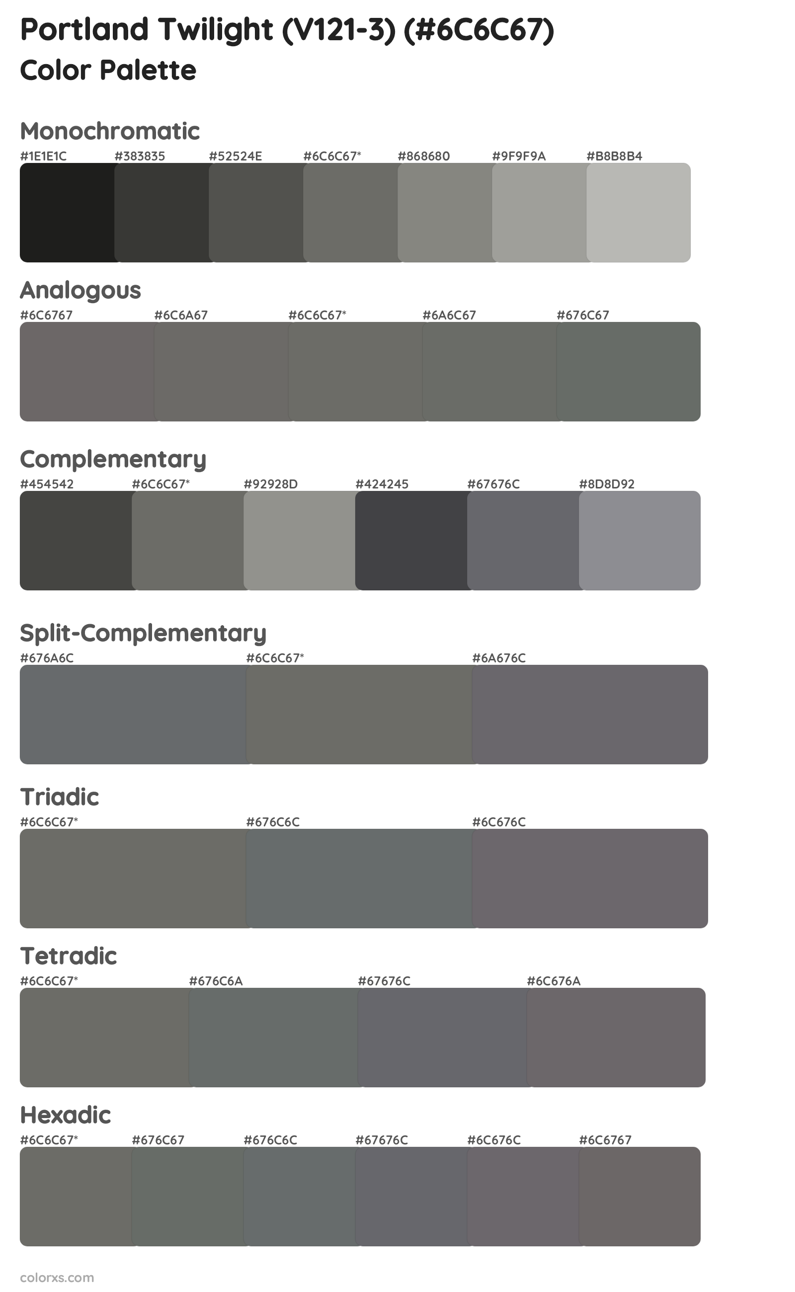 Portland Twilight (V121-3) Color Scheme Palettes