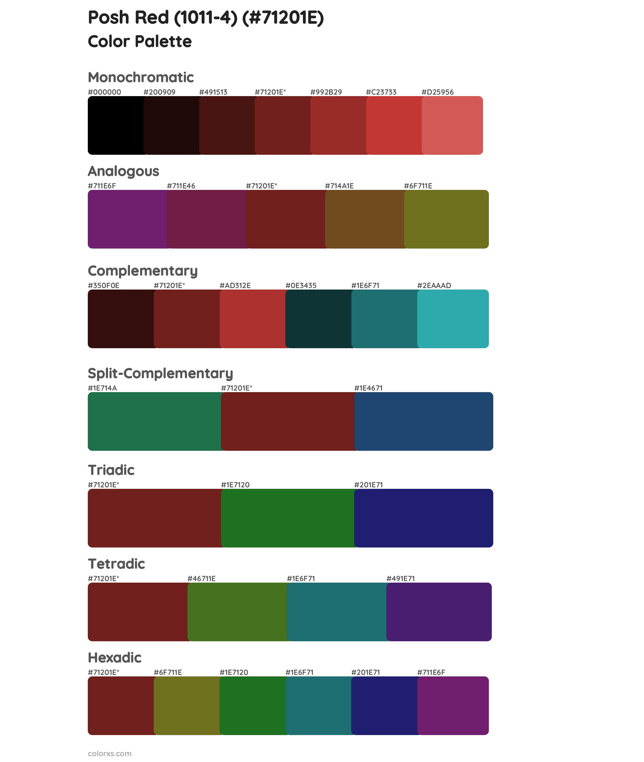 Posh Red (1011-4) Color Scheme Palettes