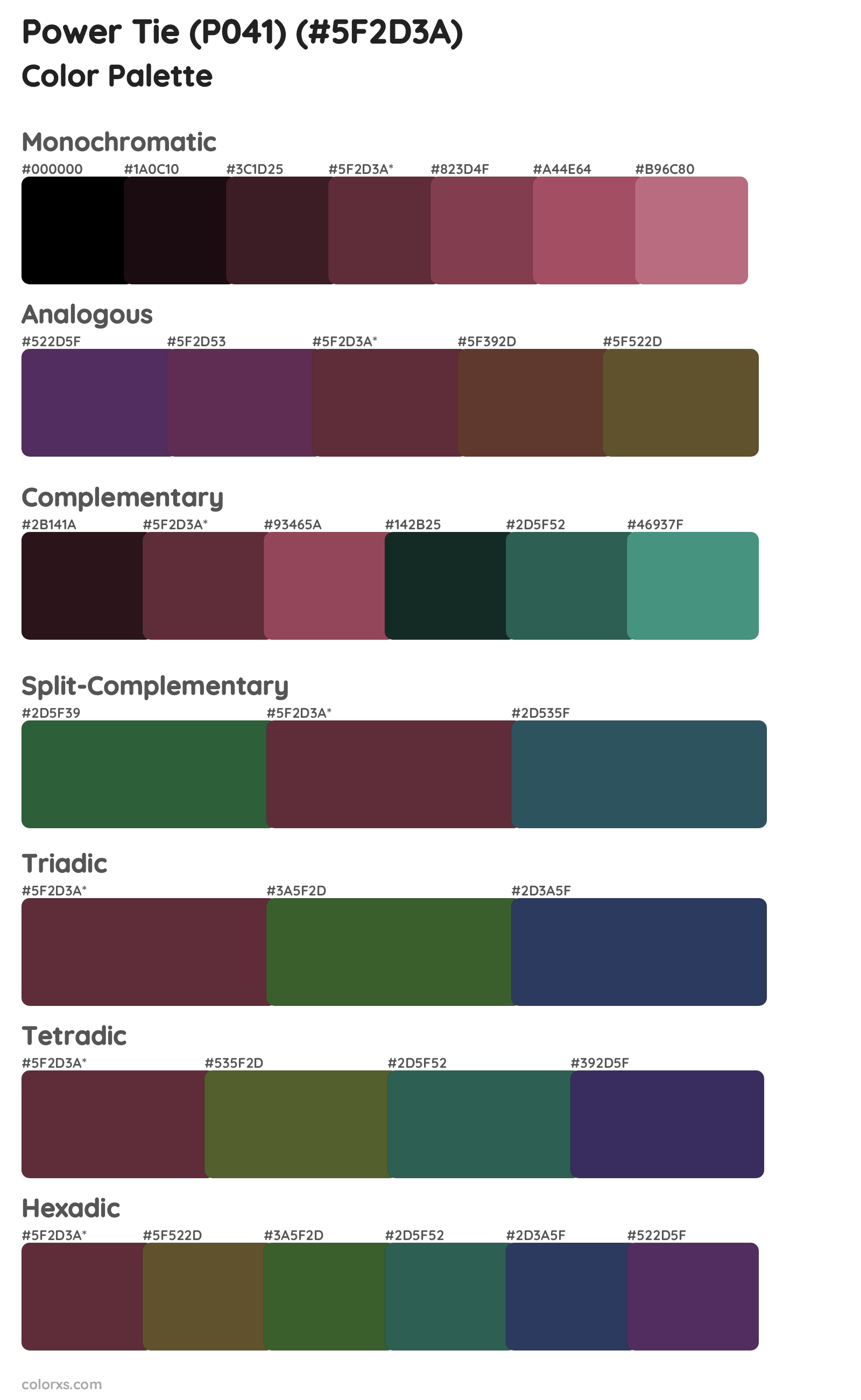 Power Tie (P041) Color Scheme Palettes