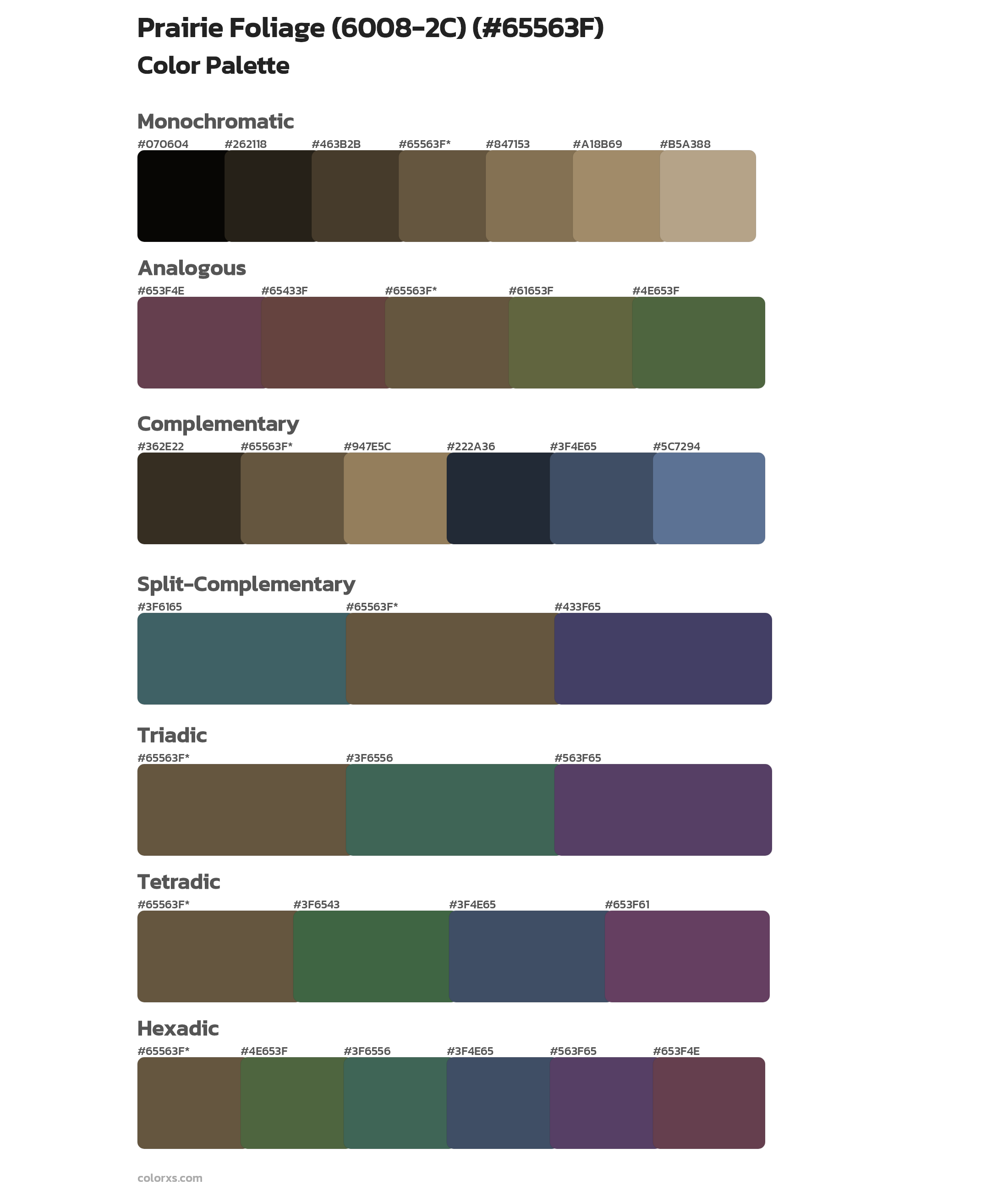 Prairie Foliage (6008-2C) Color Scheme Palettes