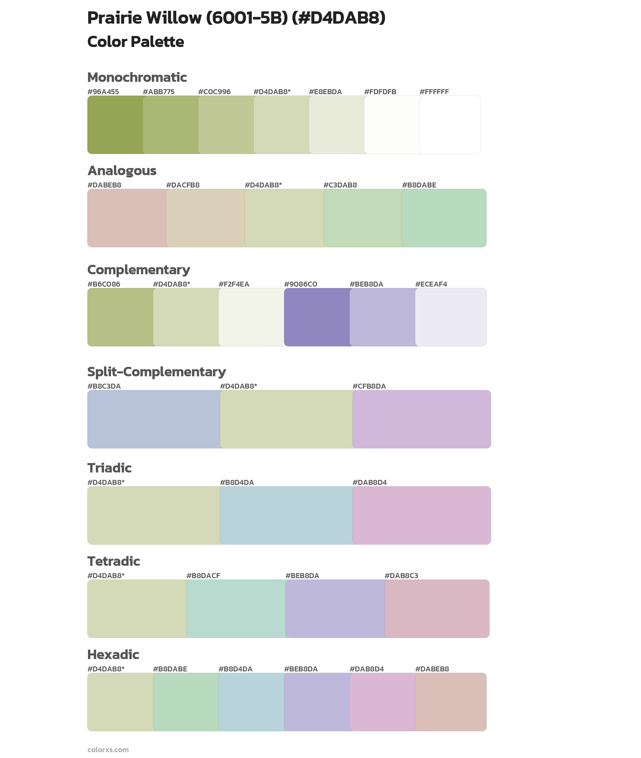 Prairie Willow (6001-5B) Color Scheme Palettes