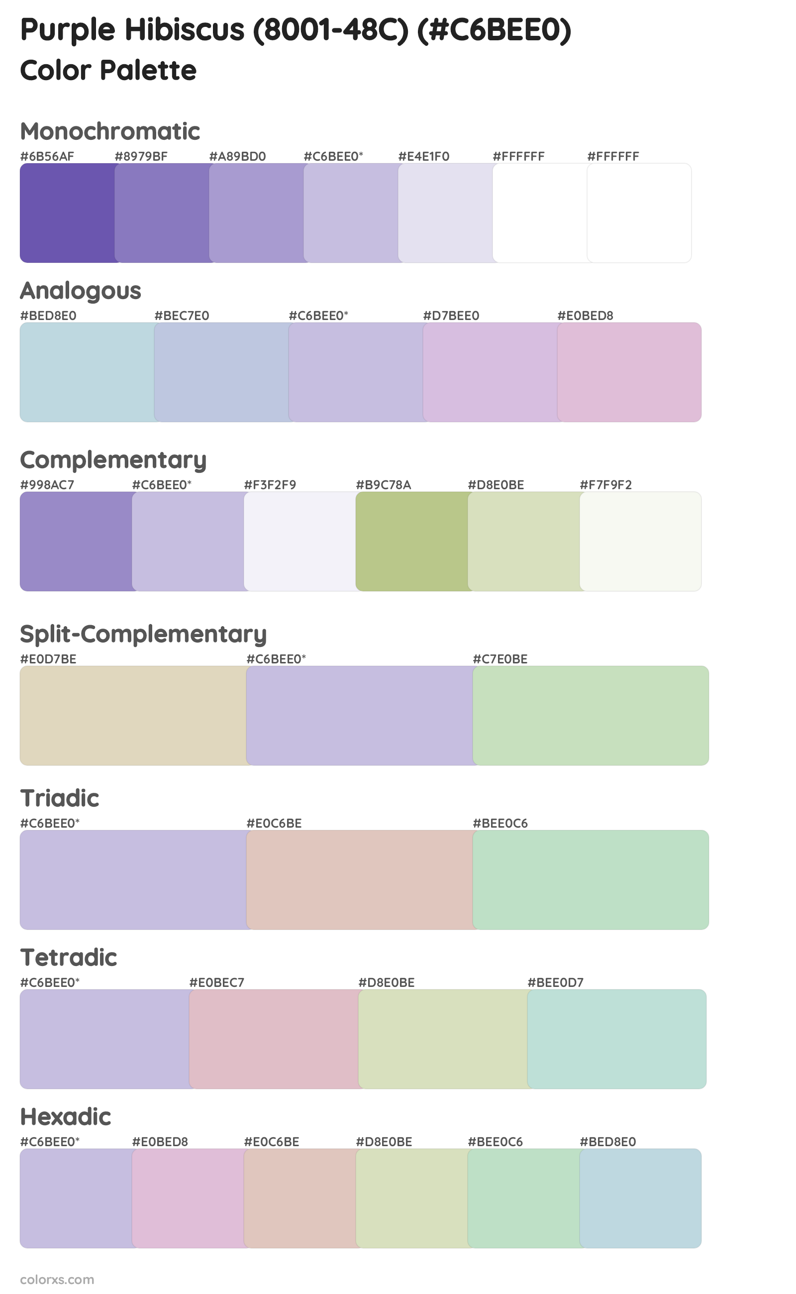 Purple Hibiscus (8001-48C) Color Scheme Palettes