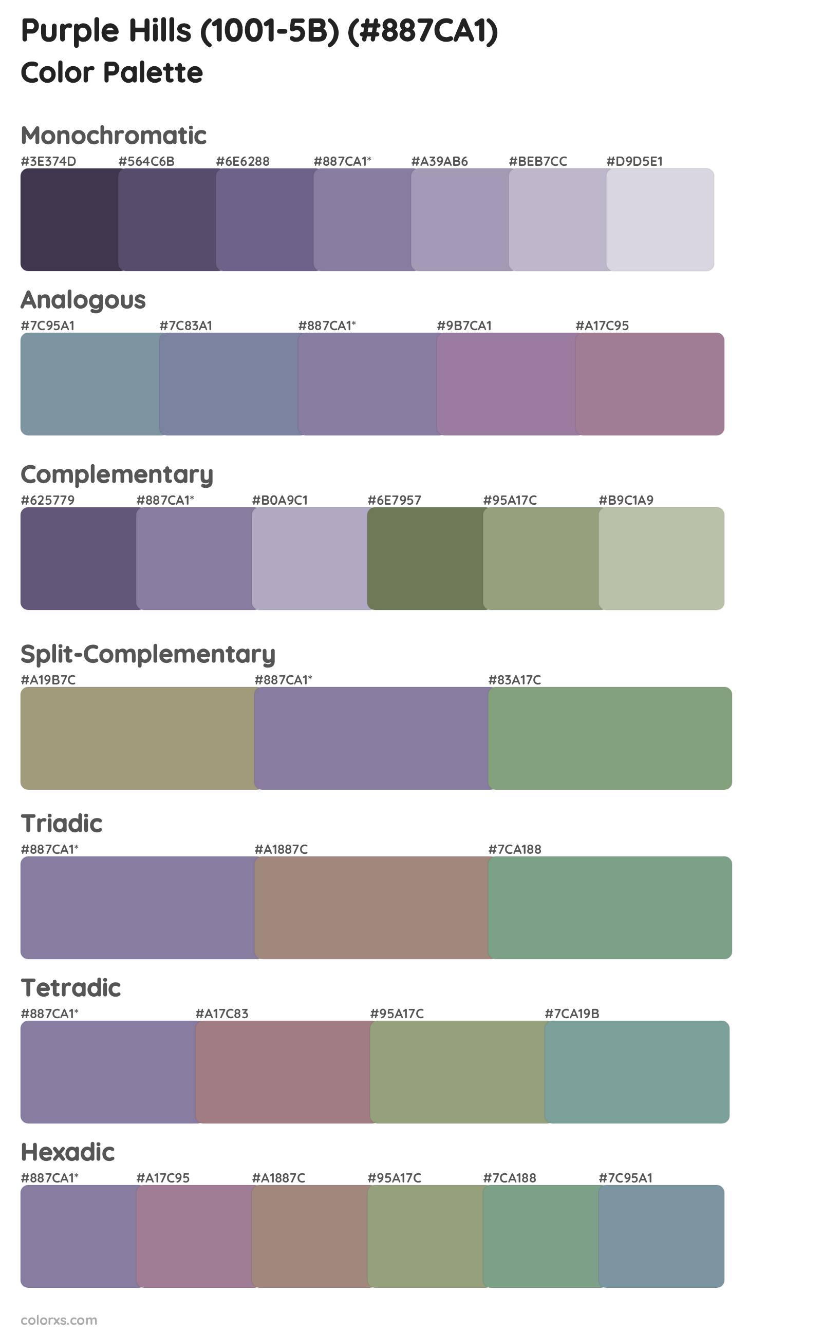 Purple Hills (1001-5B) Color Scheme Palettes