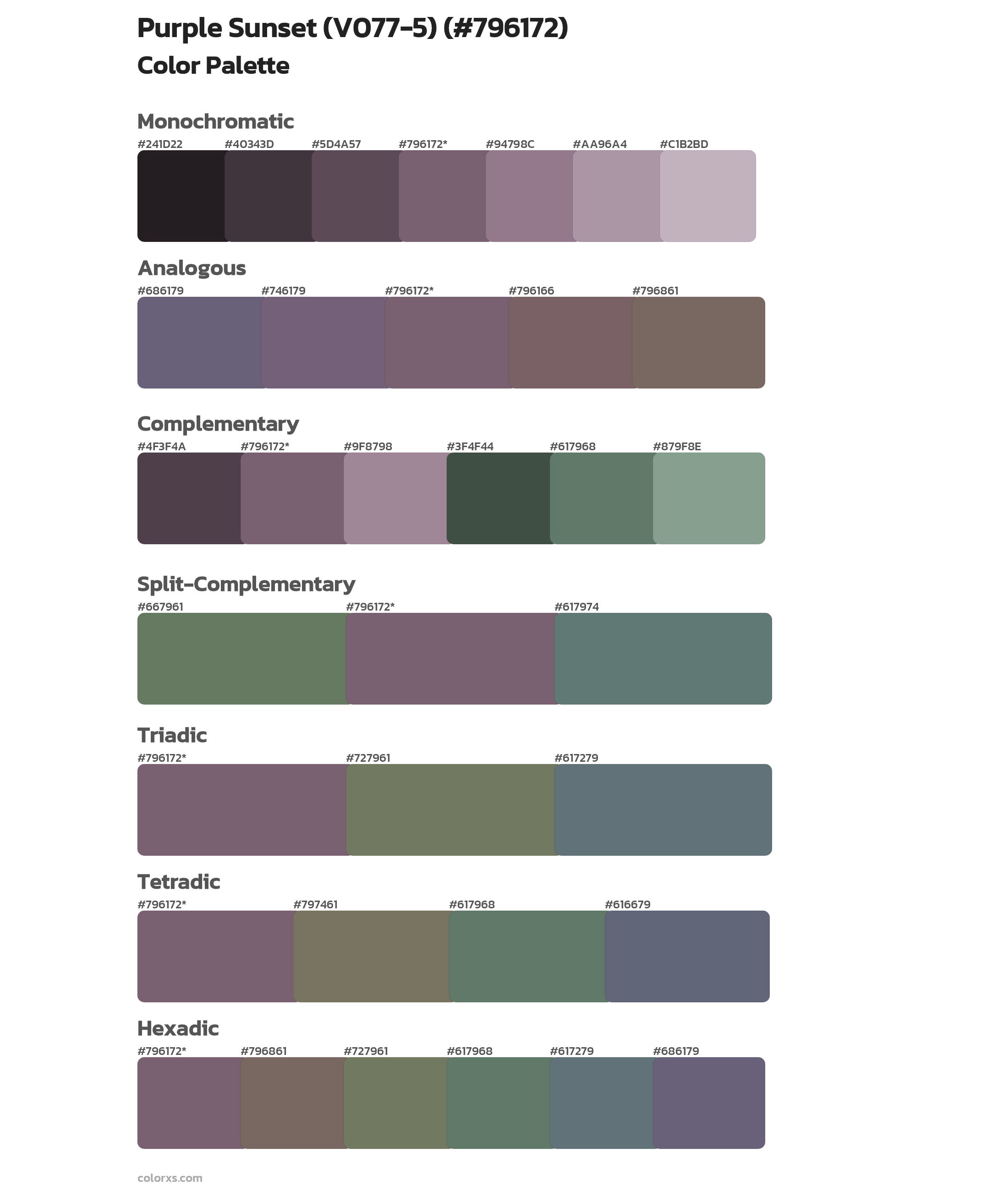 Purple Sunset (V077-5) Color Scheme Palettes