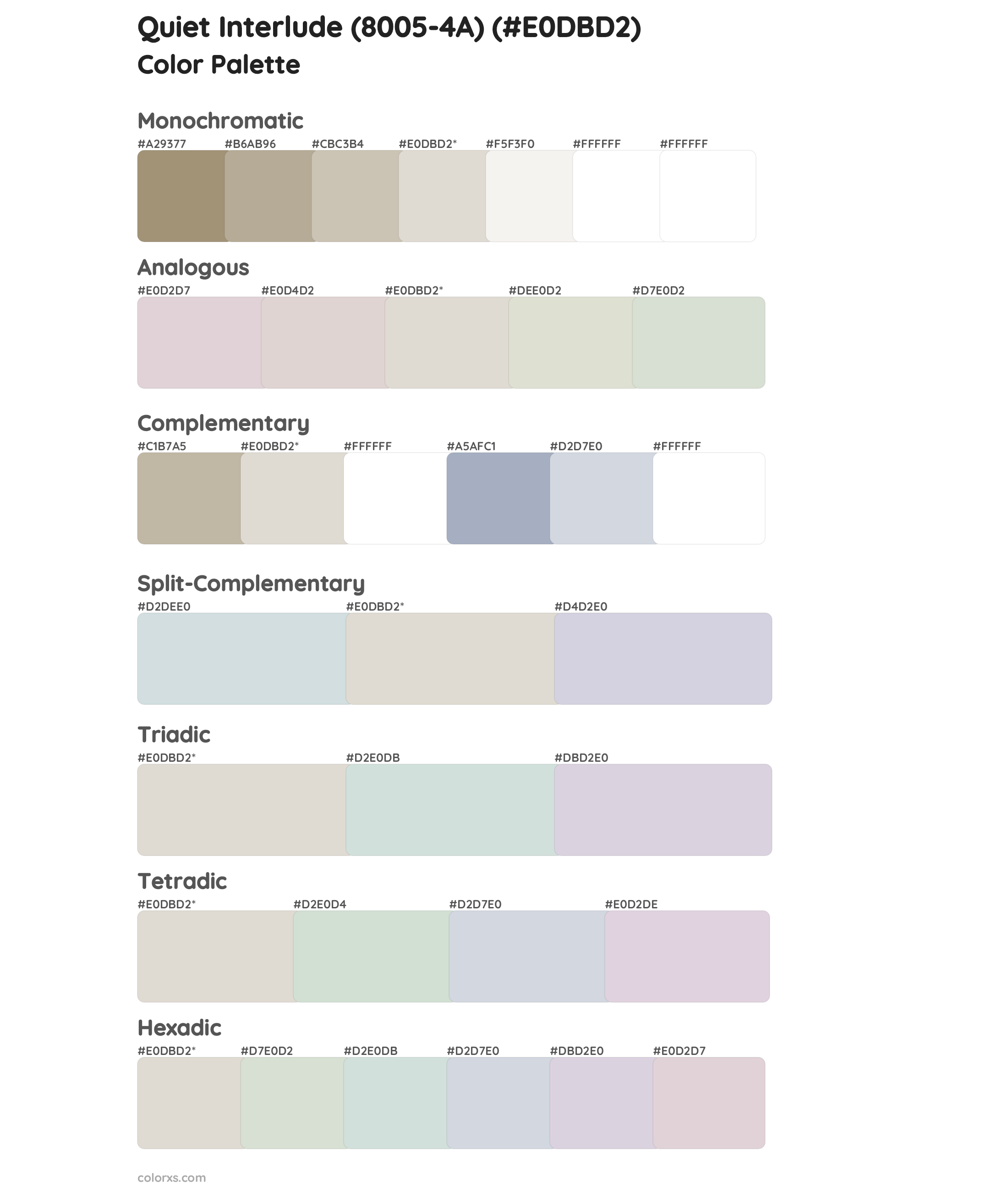 Quiet Interlude (8005-4A) Color Scheme Palettes