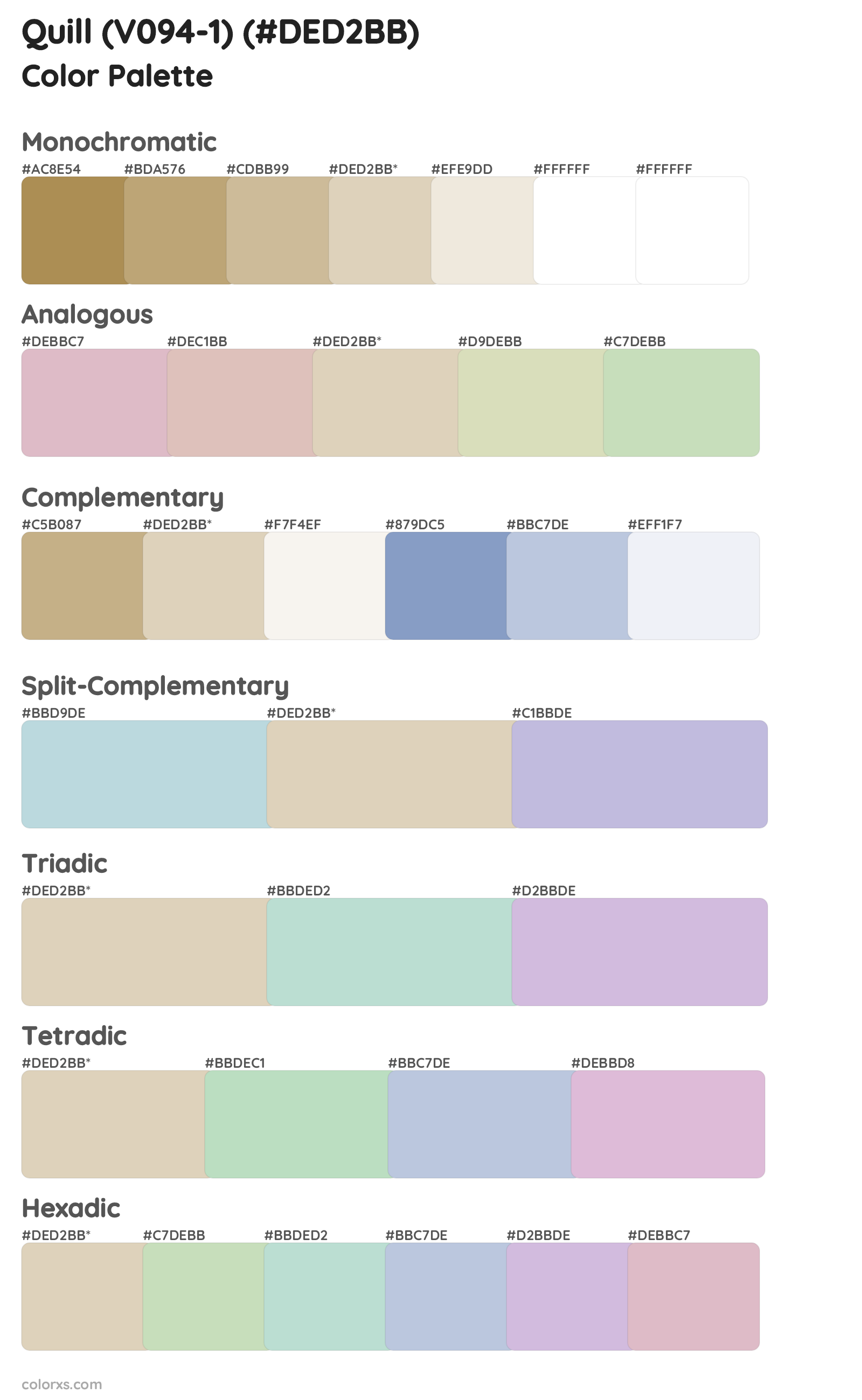 Quill (V094-1) Color Scheme Palettes