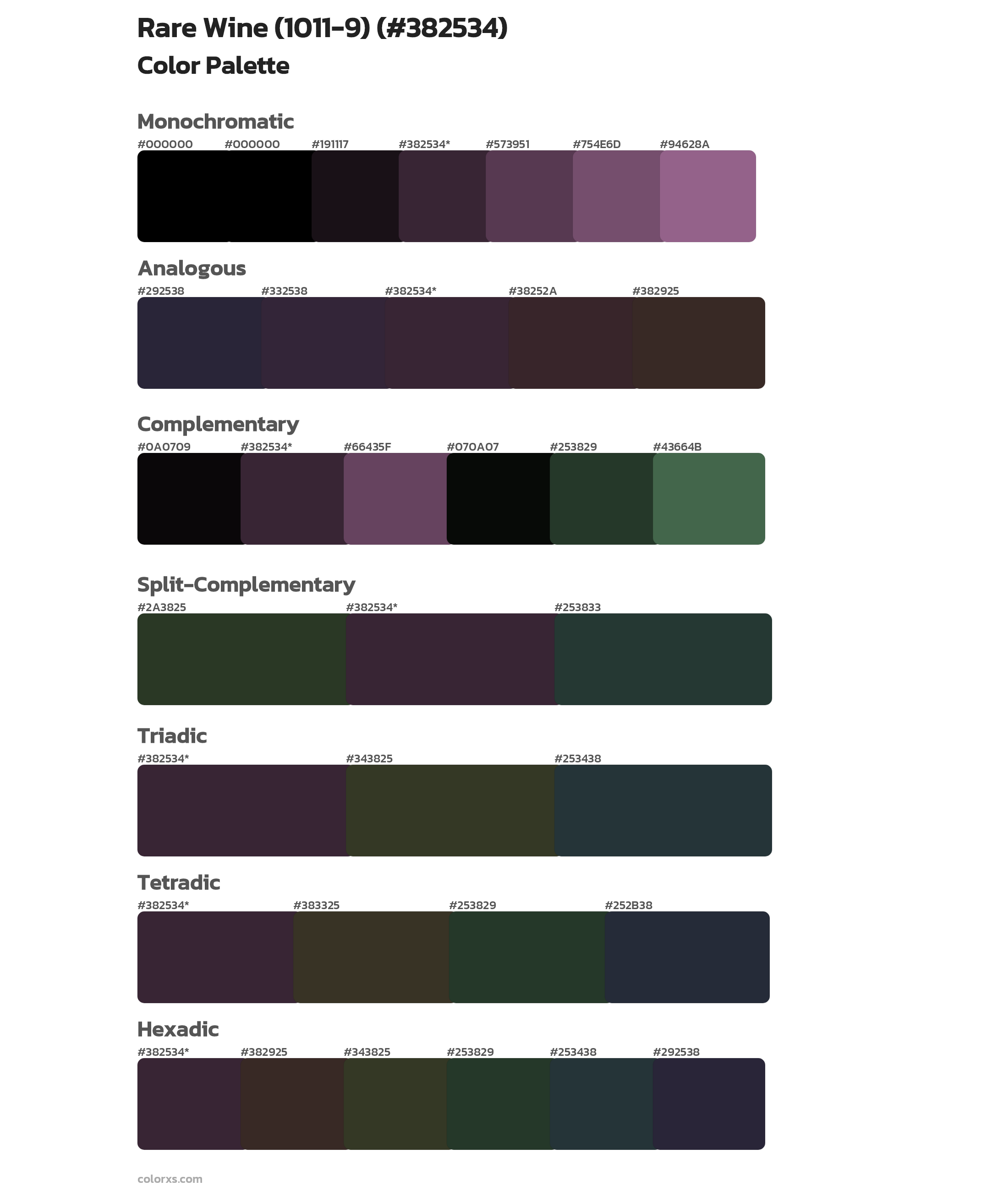 Rare Wine (1011-9) Color Scheme Palettes
