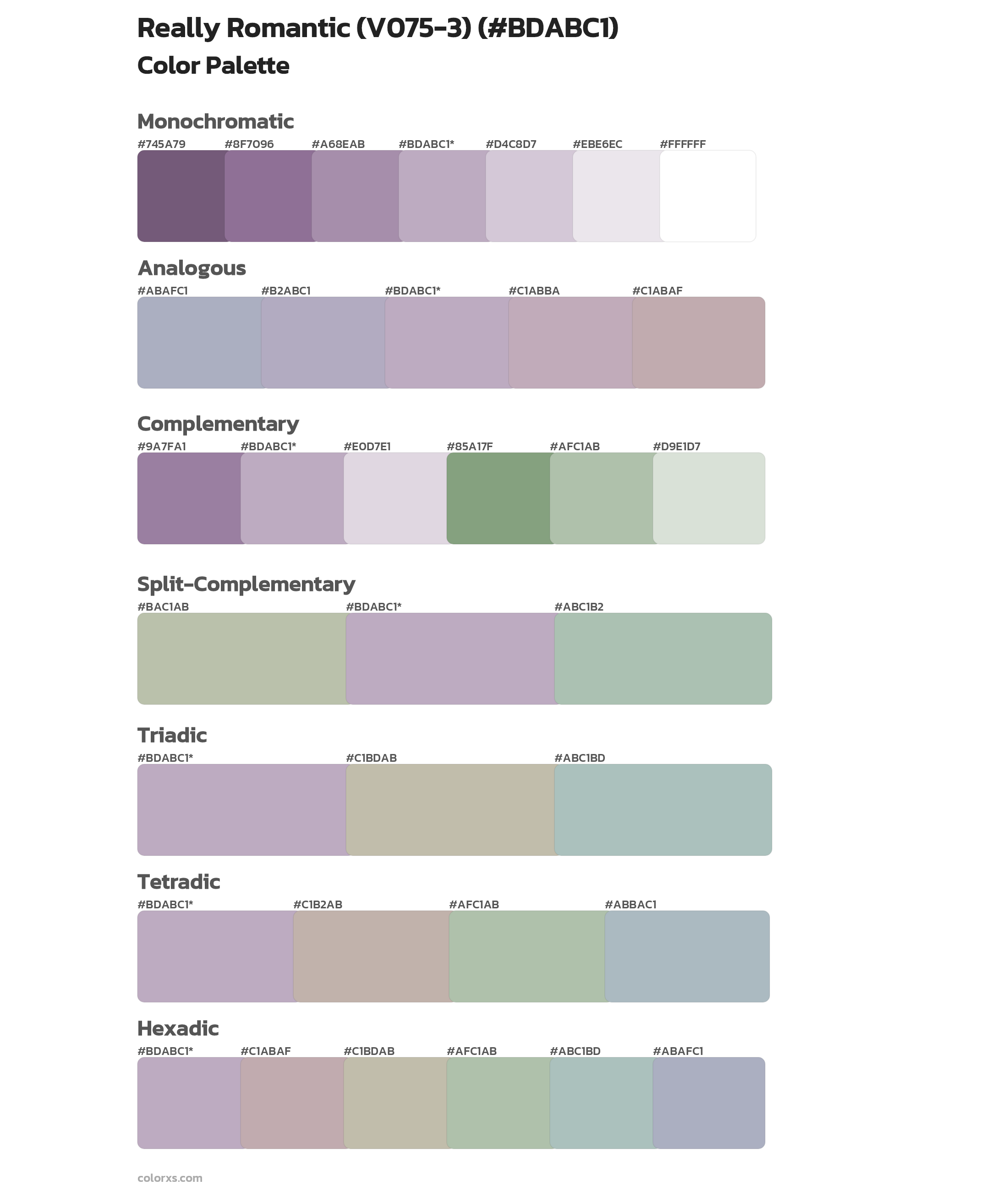 Really Romantic (V075-3) Color Scheme Palettes