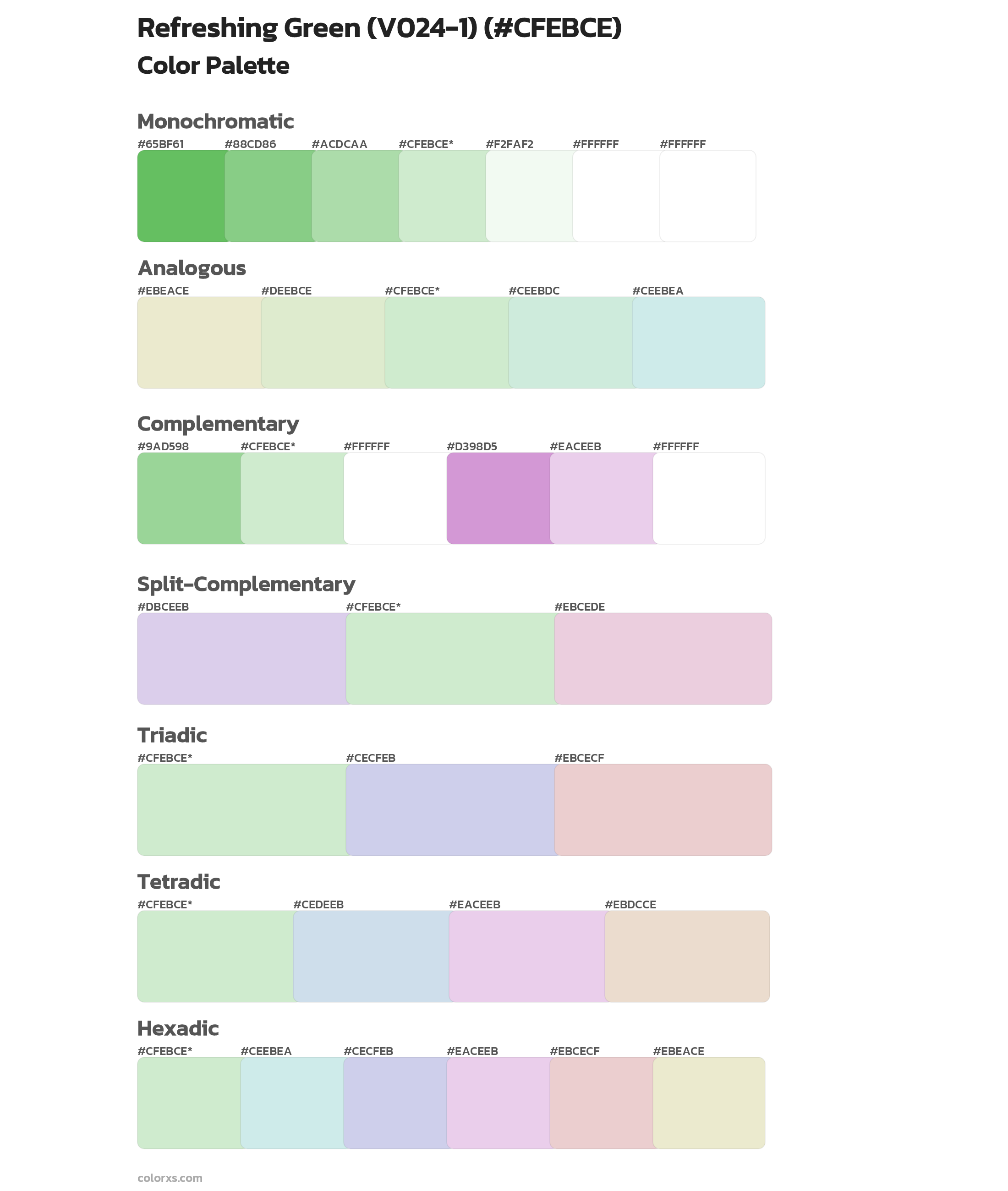 Refreshing Green (V024-1) Color Scheme Palettes