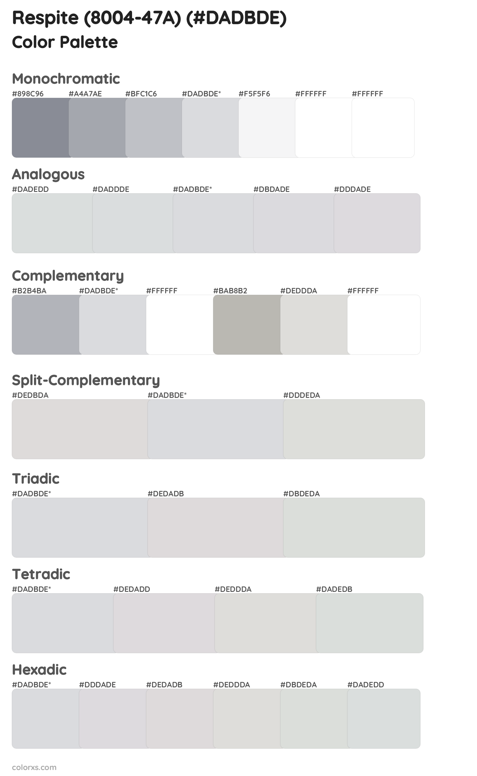 Respite (8004-47A) Color Scheme Palettes