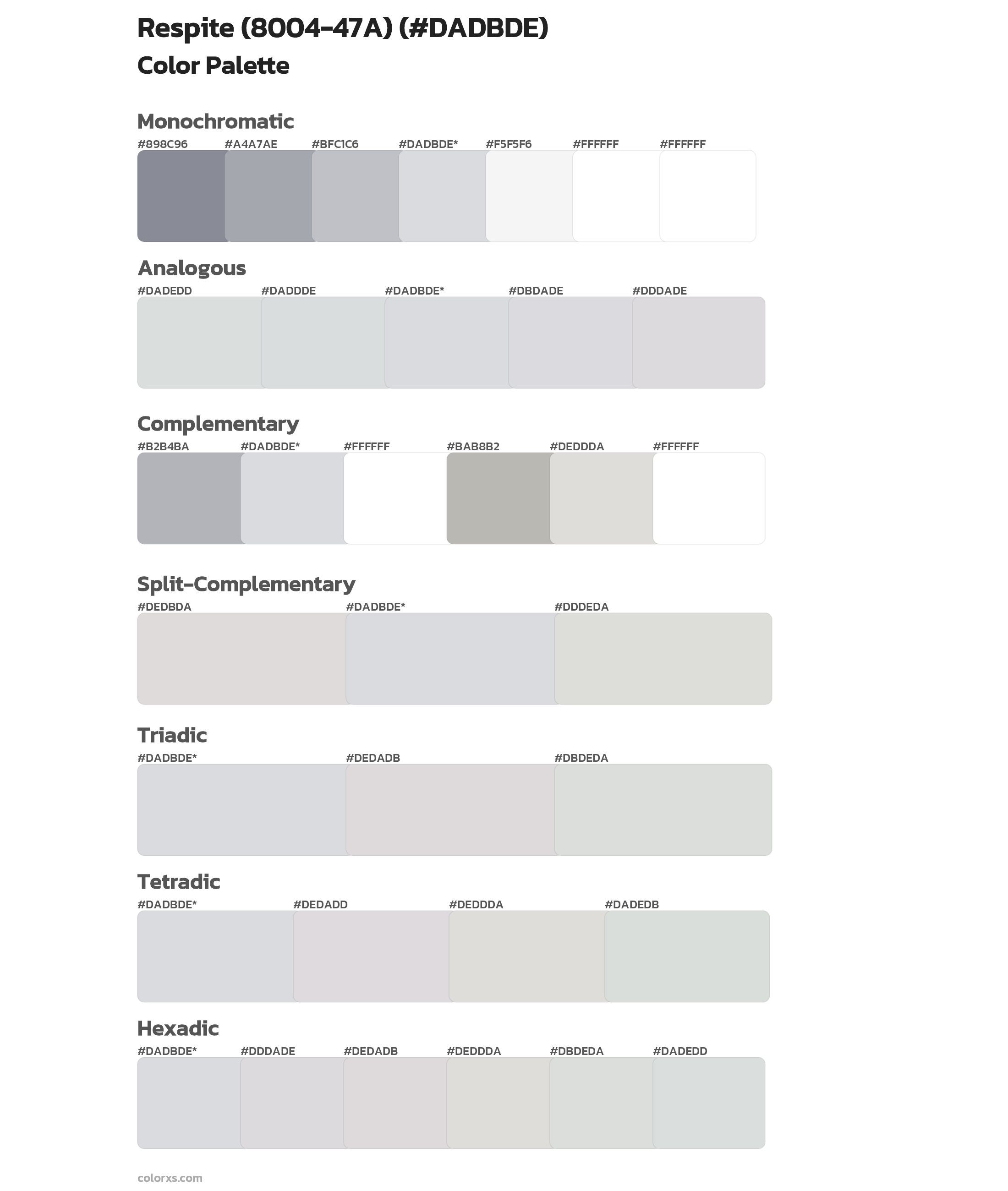 Respite (8004-47A) Color Scheme Palettes