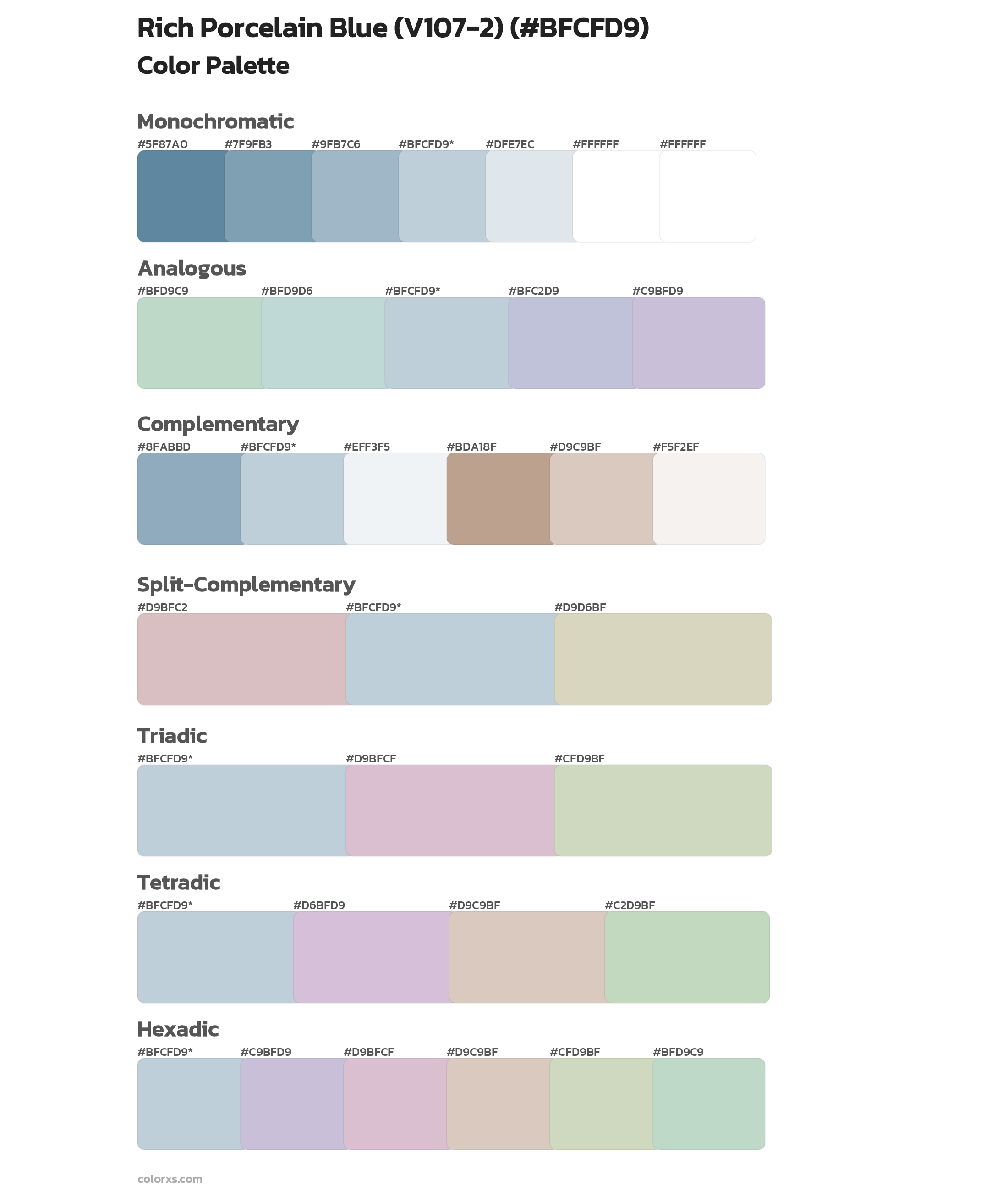 Rich Porcelain Blue (V107-2) Color Scheme Palettes