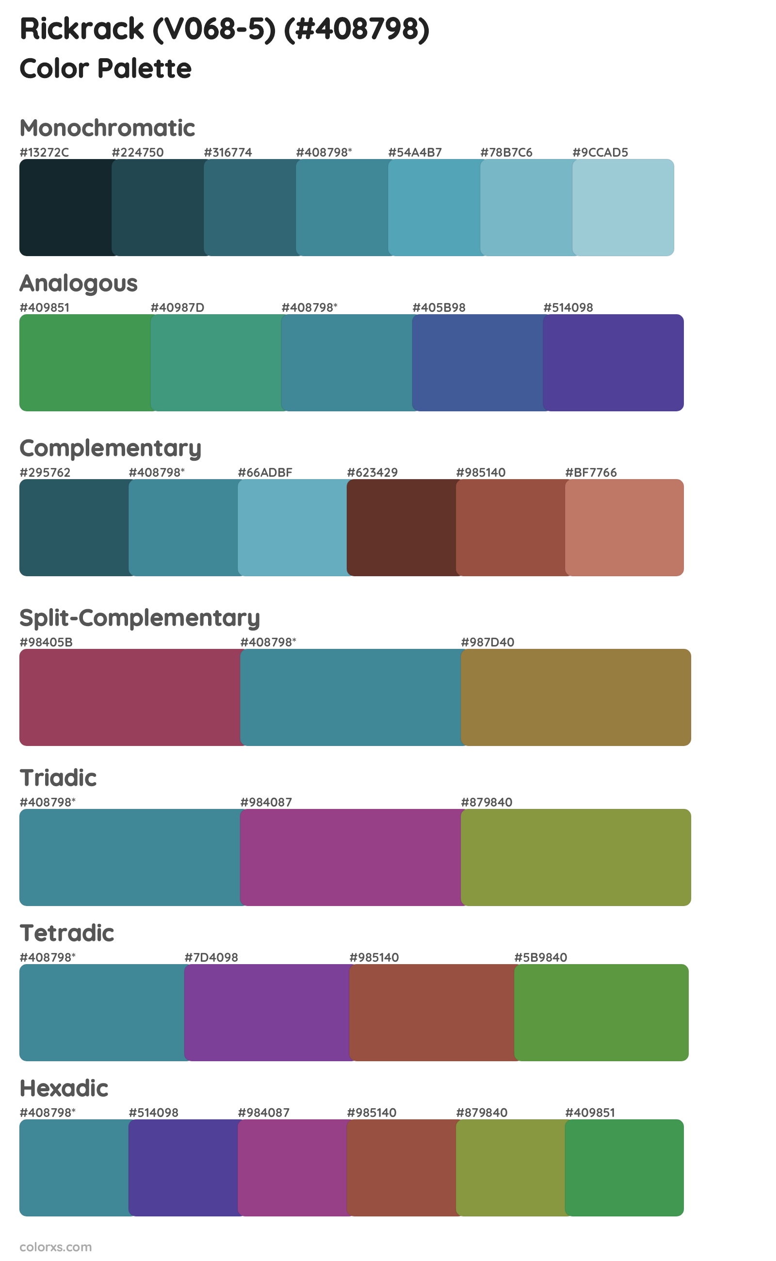 Rickrack (V068-5) Color Scheme Palettes