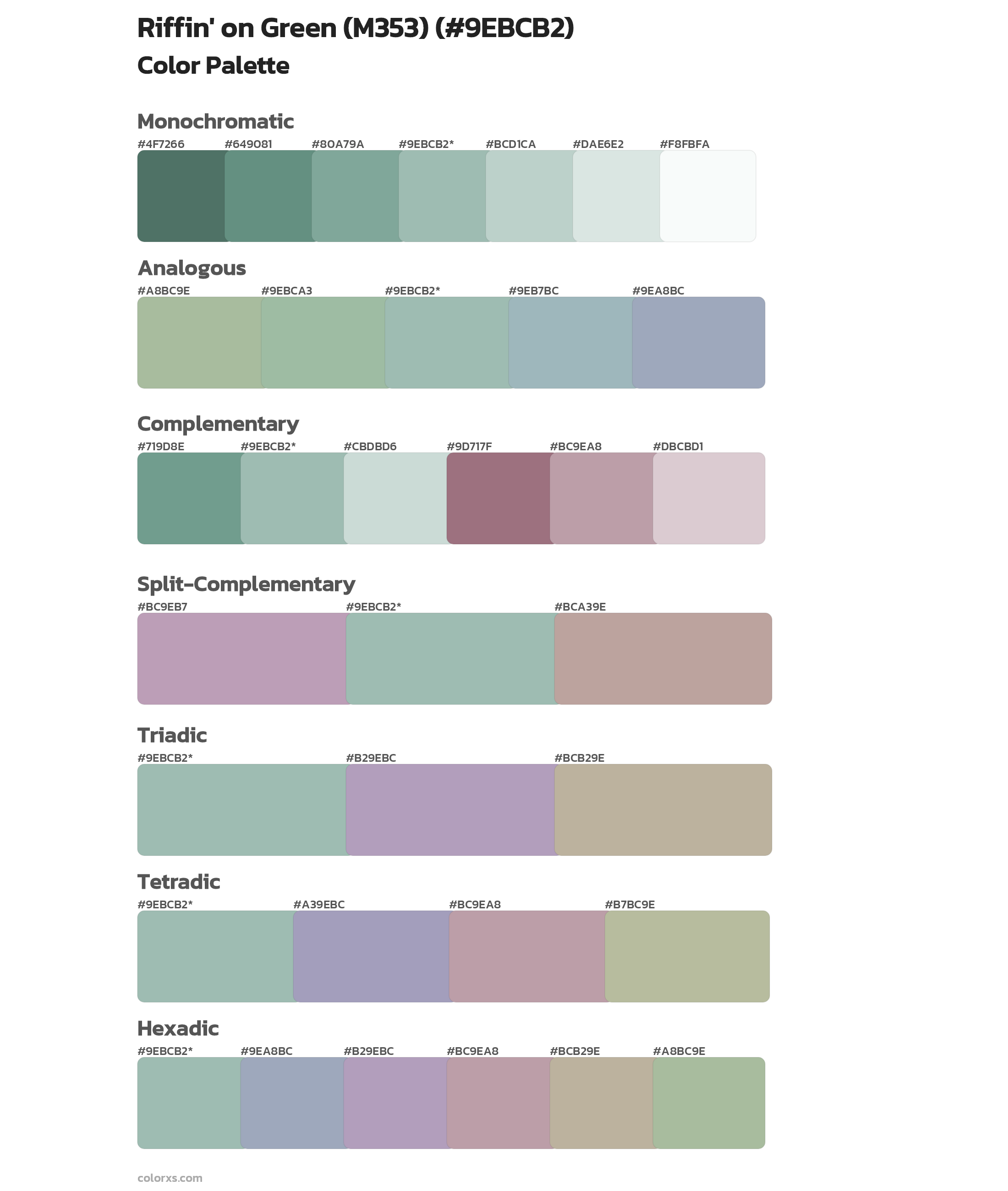 Riffin' on Green (M353) Color Scheme Palettes