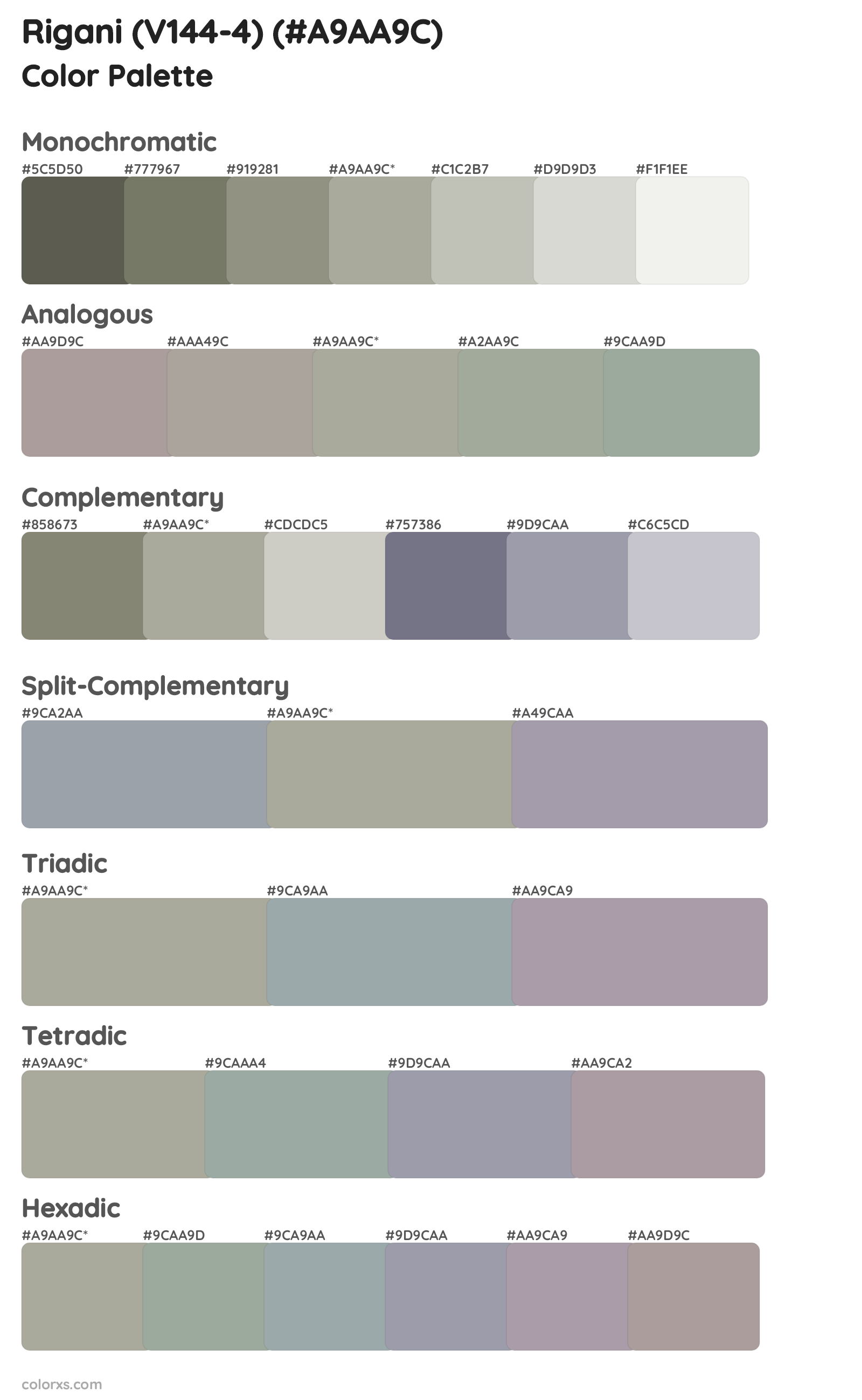 Rigani (V144-4) Color Scheme Palettes