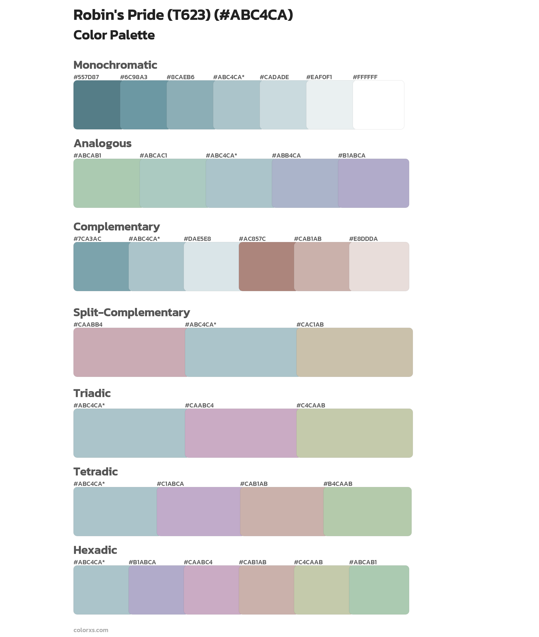 Robin's Pride (T623) Color Scheme Palettes