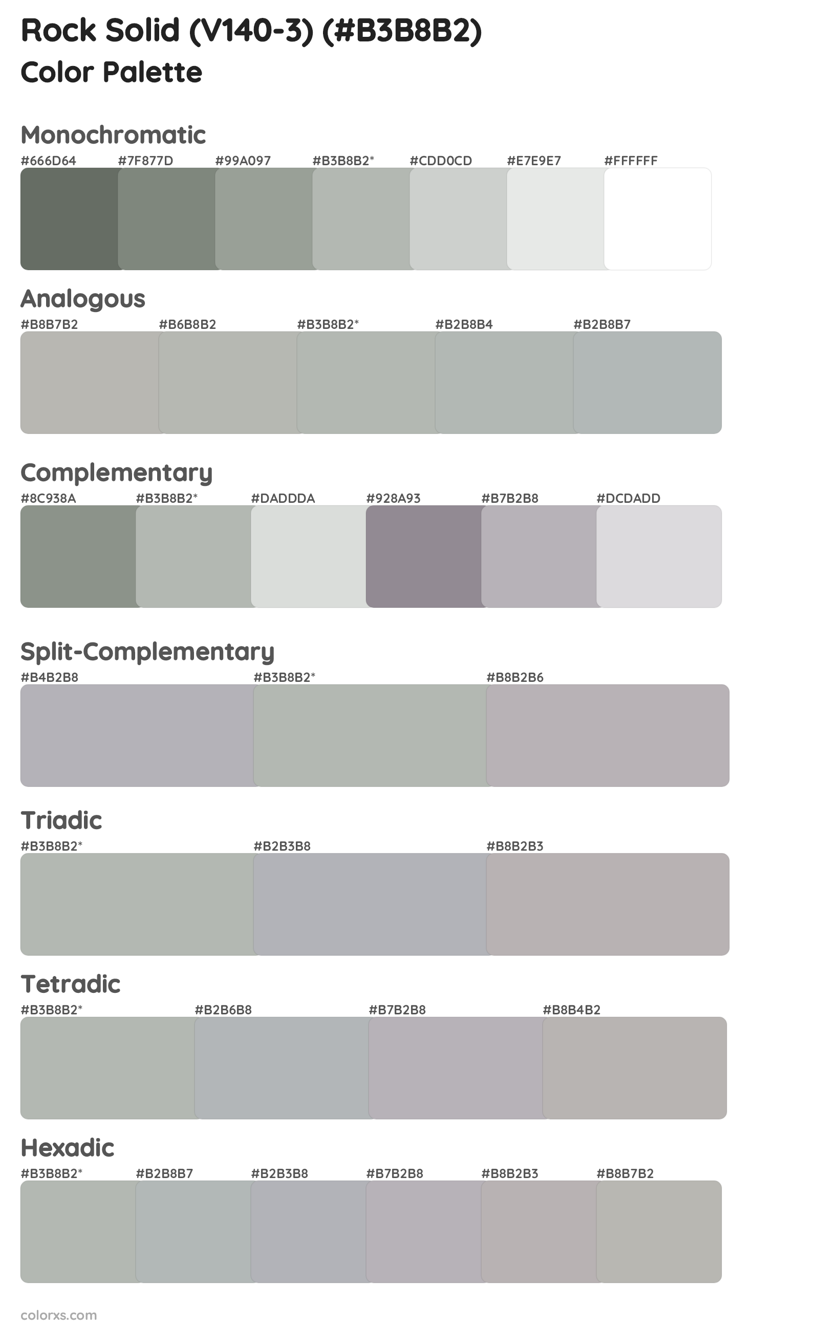 Rock Solid (V140-3) Color Scheme Palettes