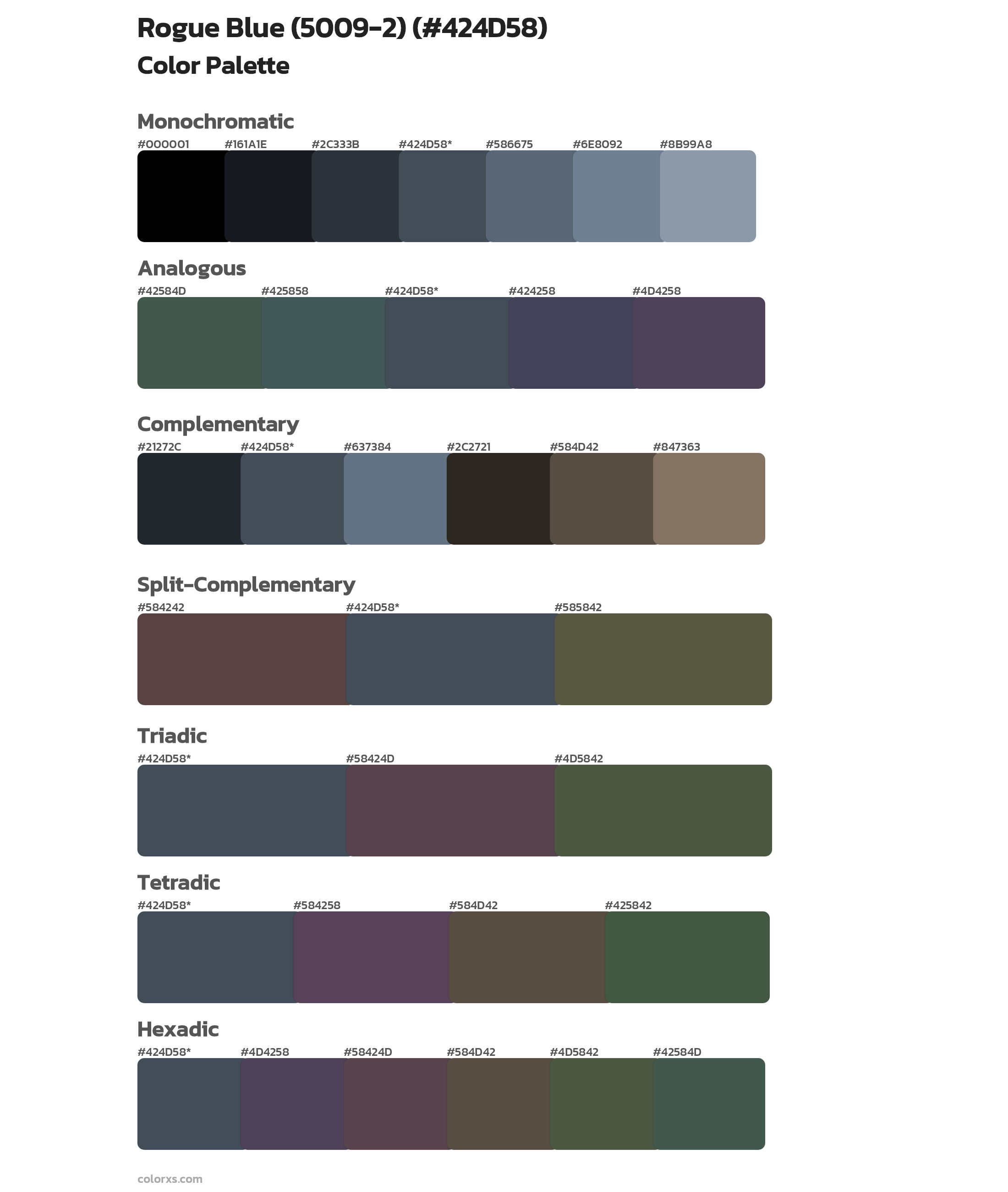 Rogue Blue (5009-2) Color Scheme Palettes
