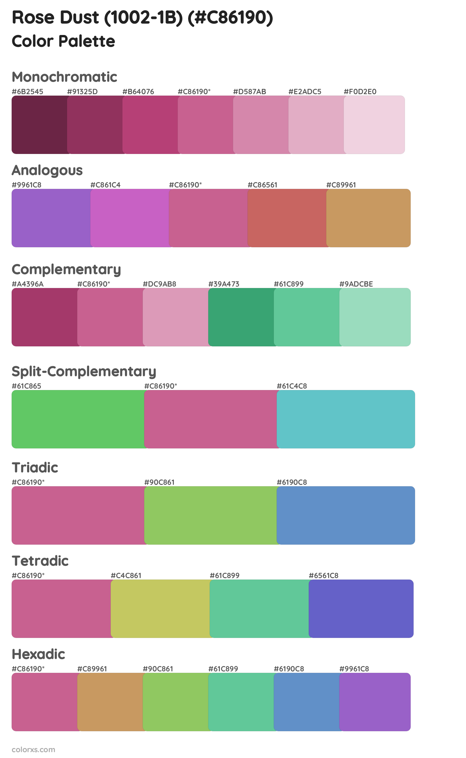 Rose Dust (1002-1B) Color Scheme Palettes