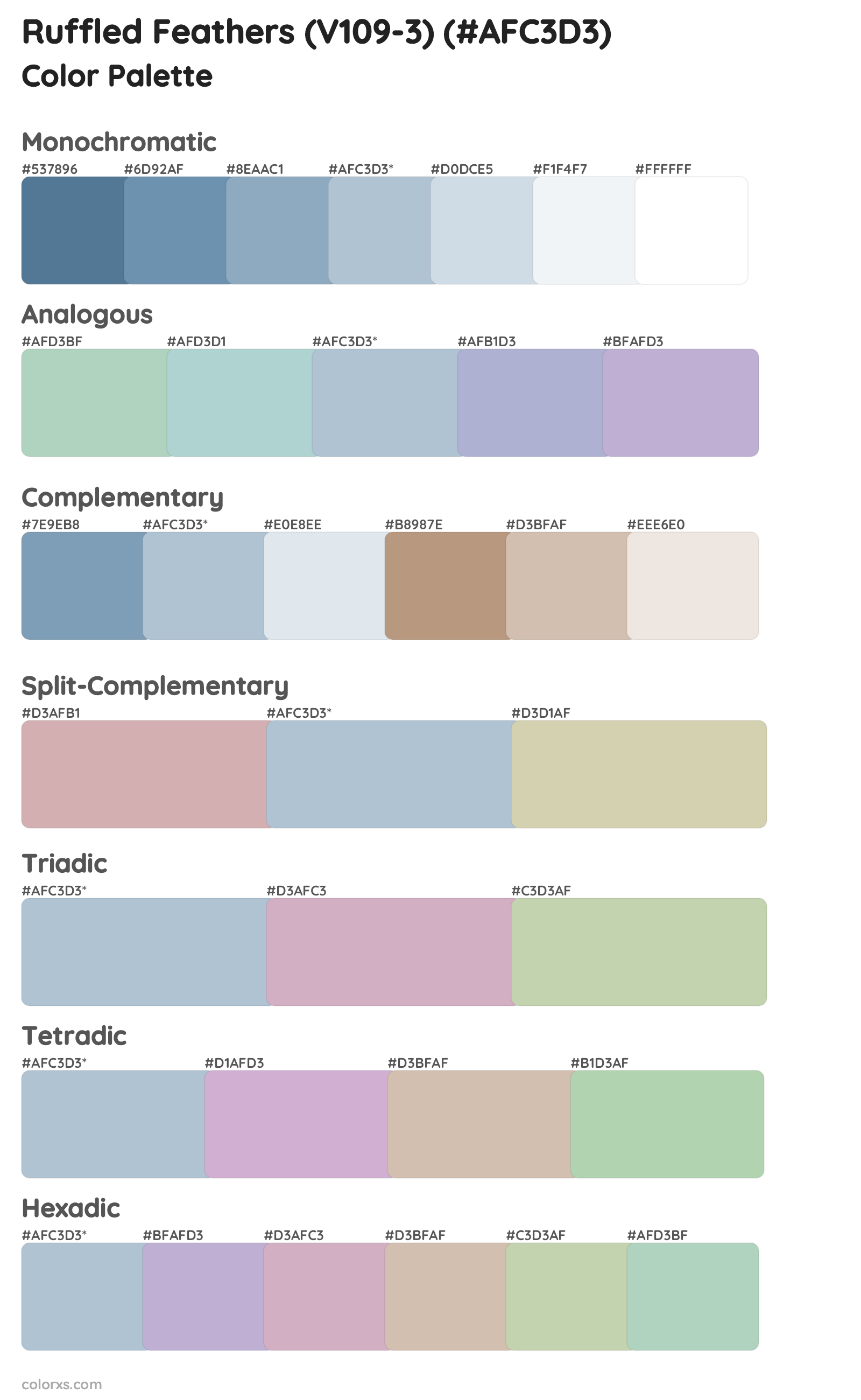 Ruffled Feathers (V109-3) Color Scheme Palettes