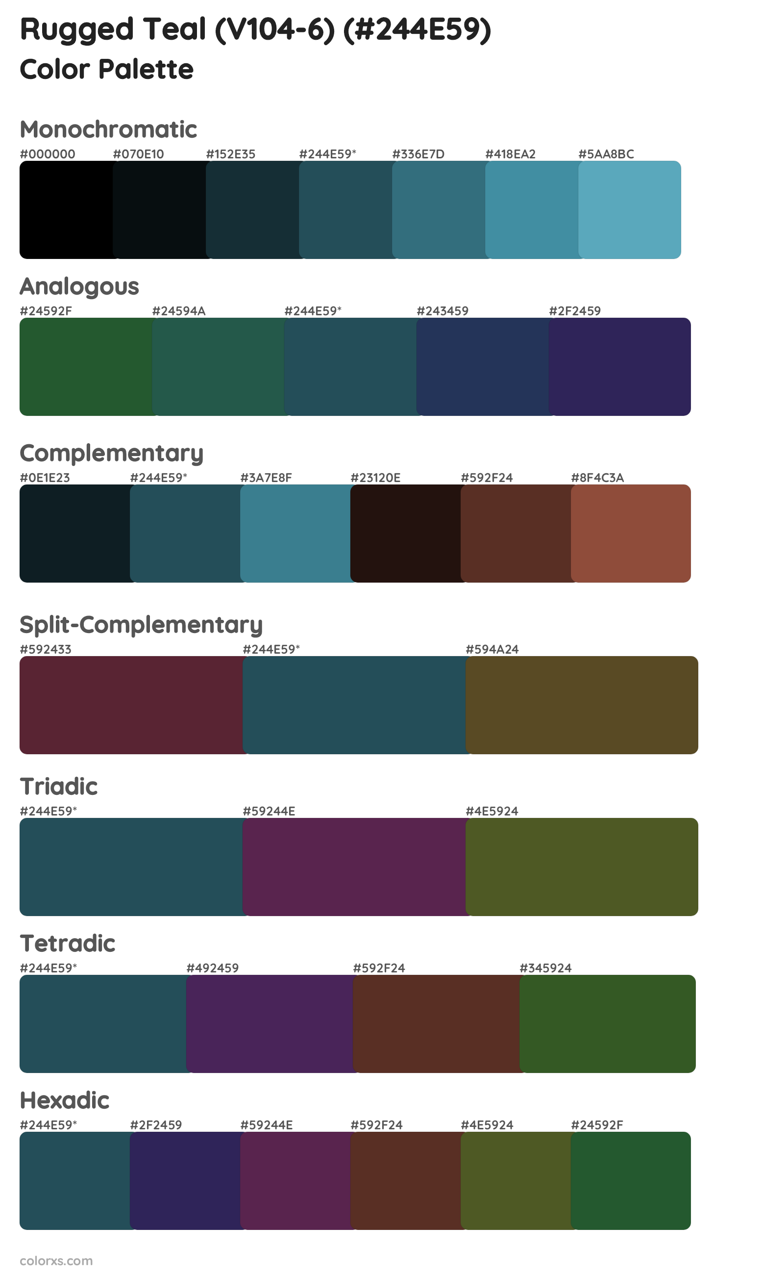 Rugged Teal (V104-6) Color Scheme Palettes