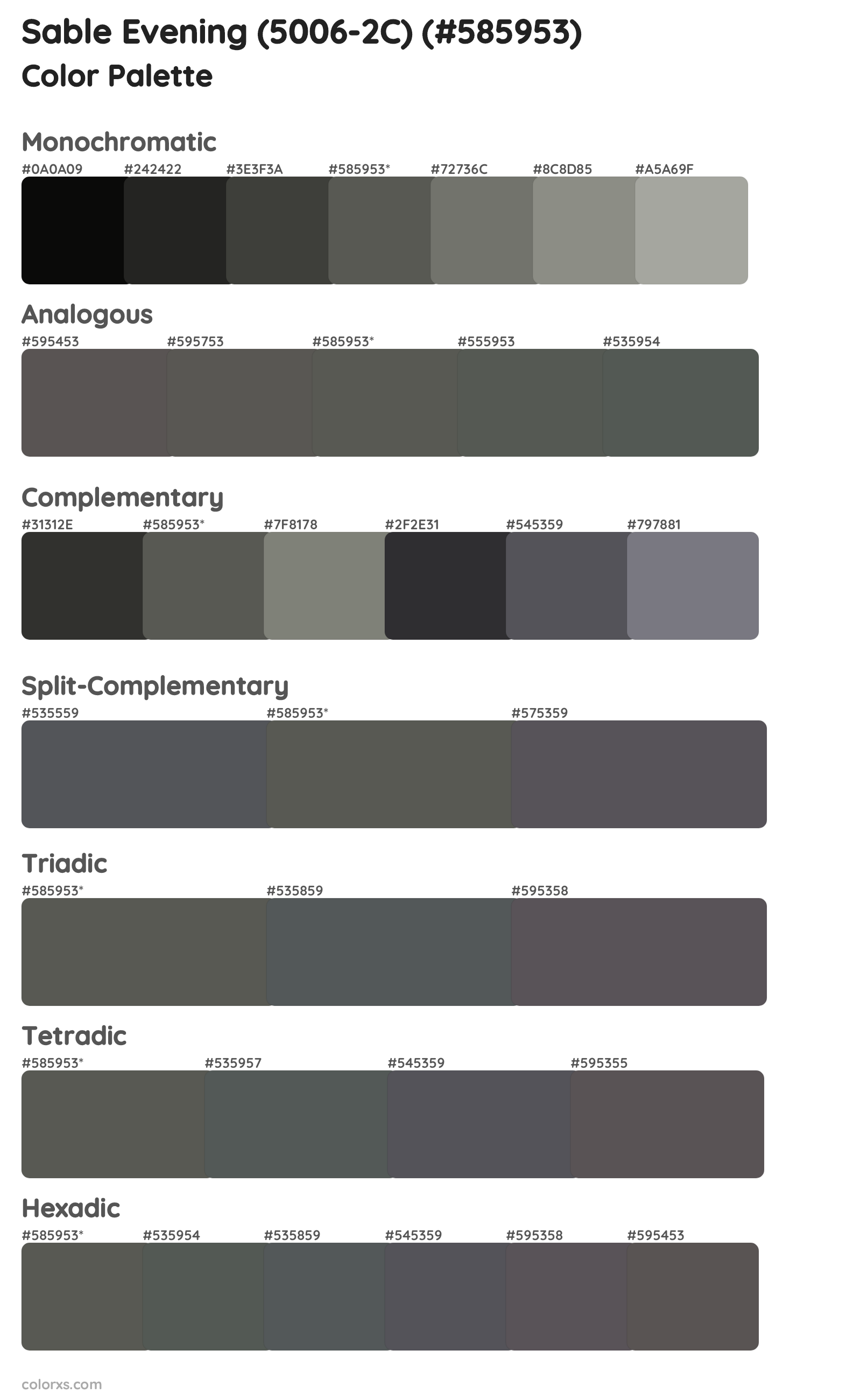 Sable Evening (5006-2C) Color Scheme Palettes