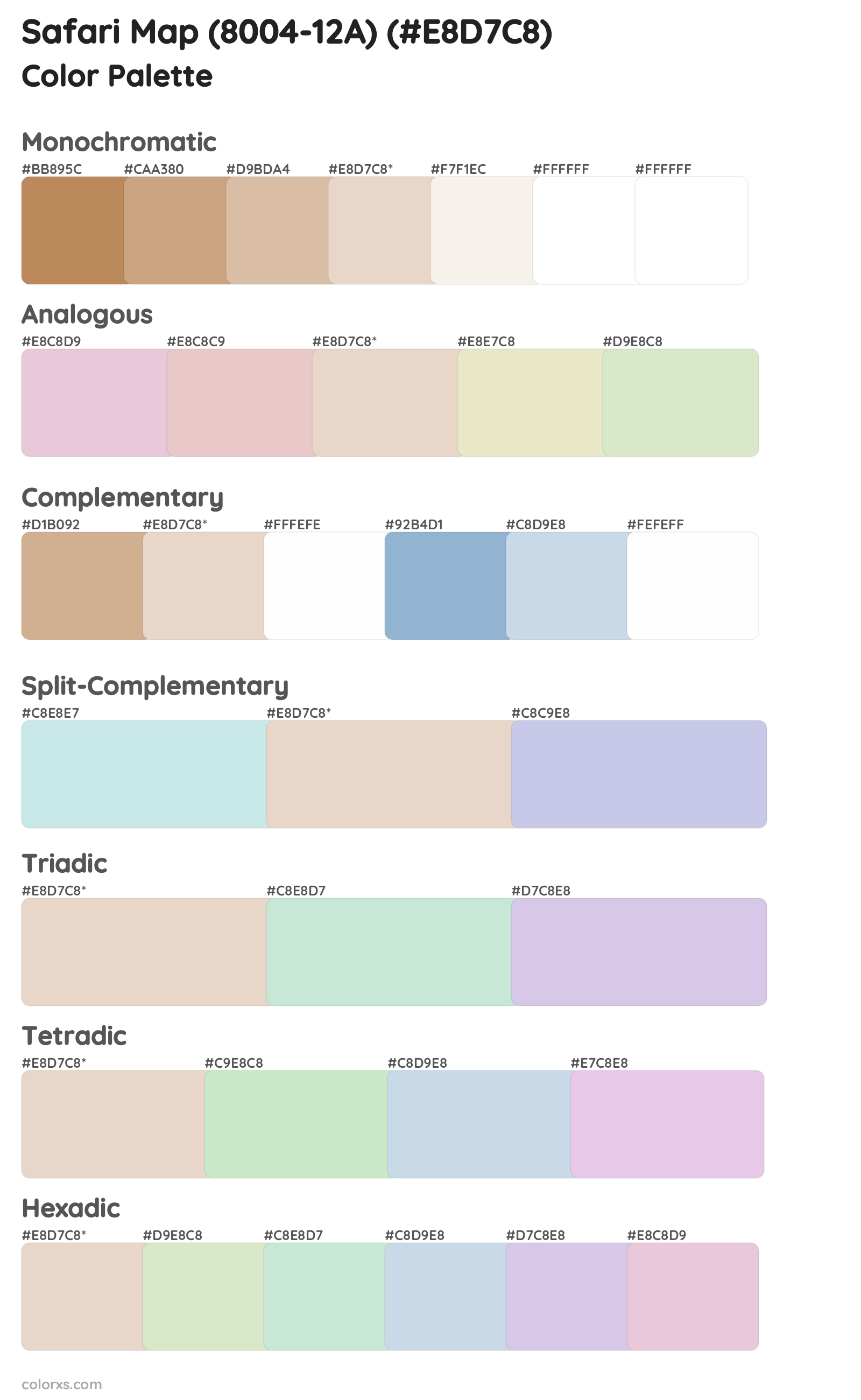 Safari Map (8004-12A) Color Scheme Palettes
