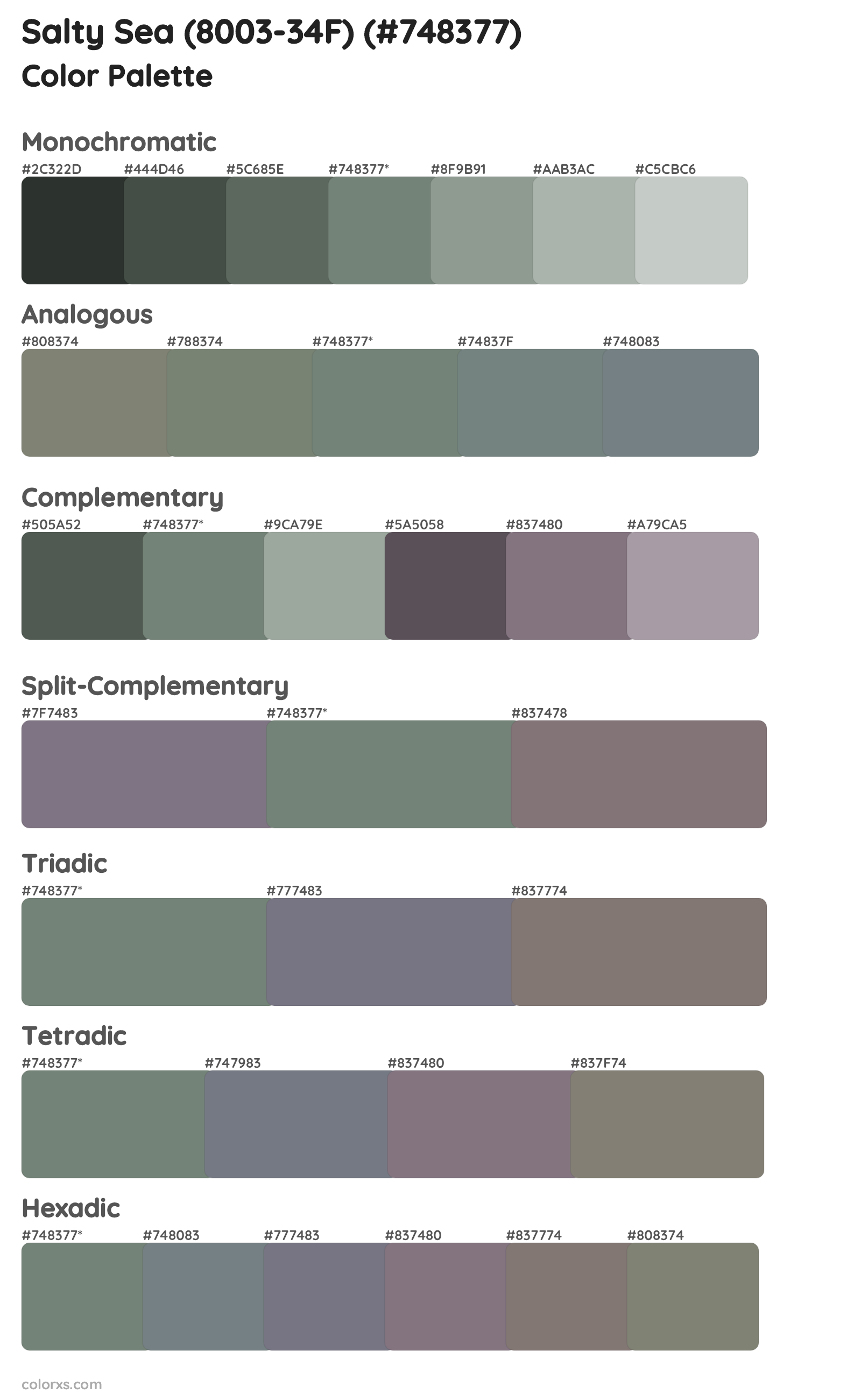 Salty Sea (8003-34F) Color Scheme Palettes