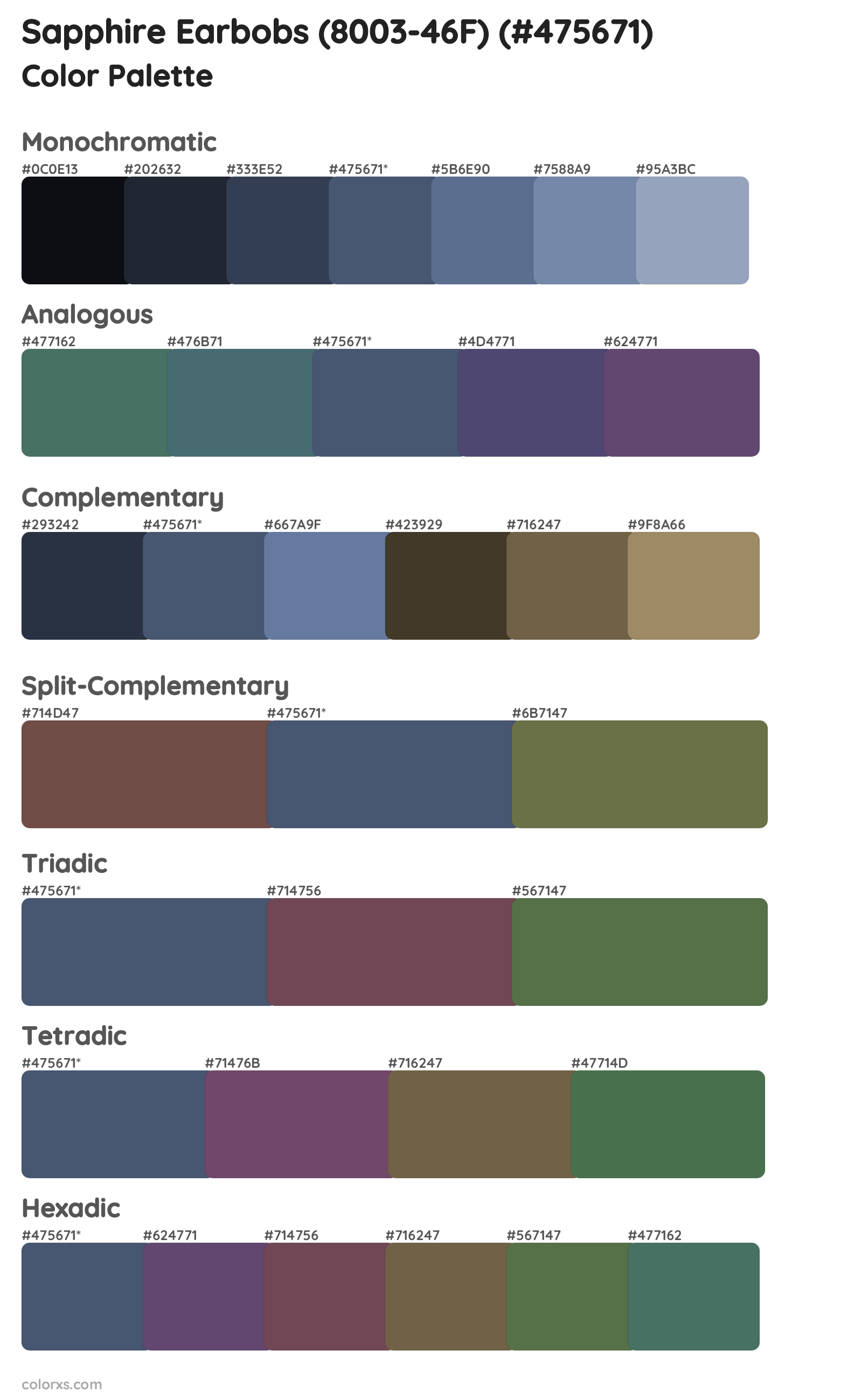 Sapphire Earbobs (8003-46F) Color Scheme Palettes
