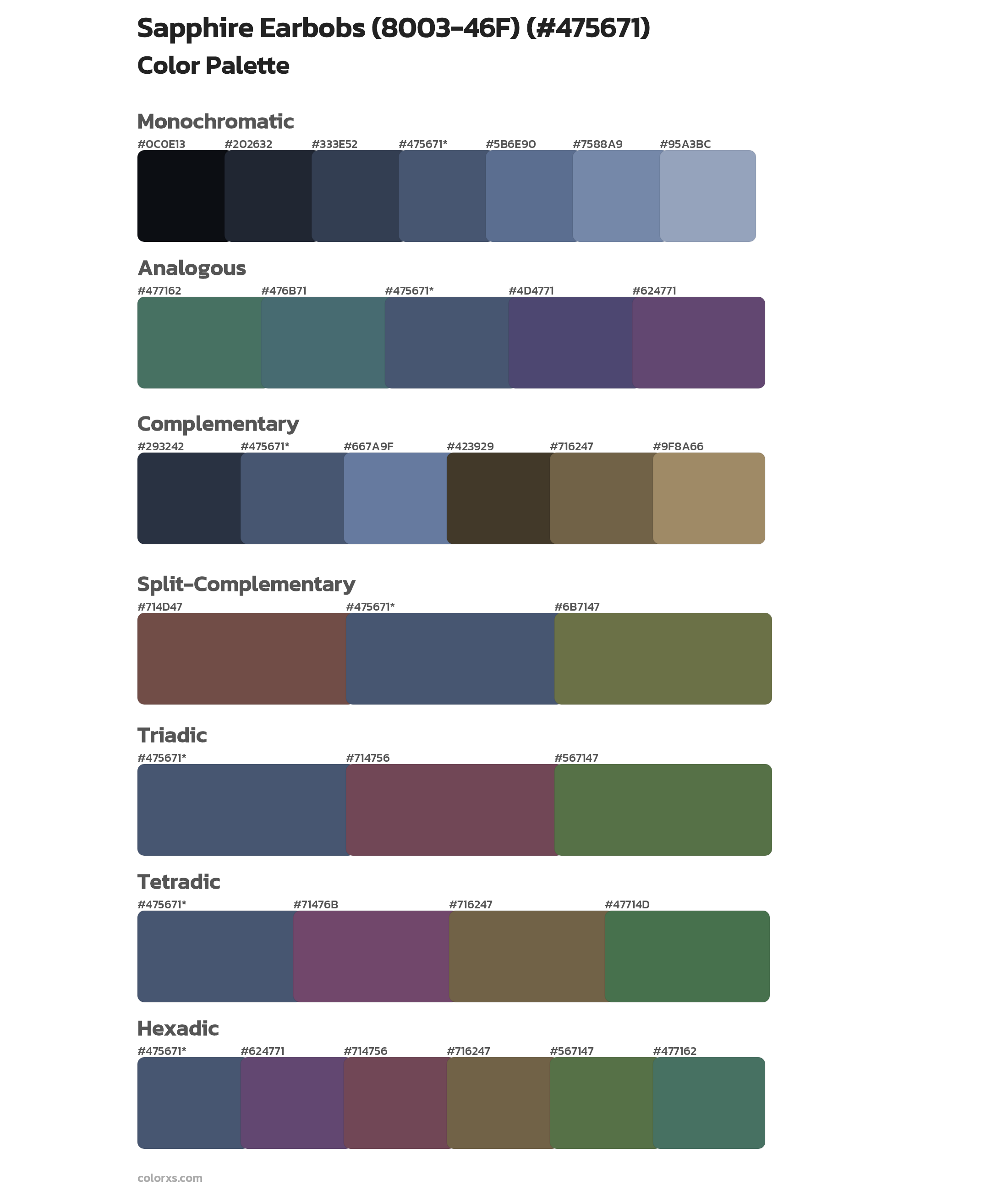 Sapphire Earbobs (8003-46F) Color Scheme Palettes