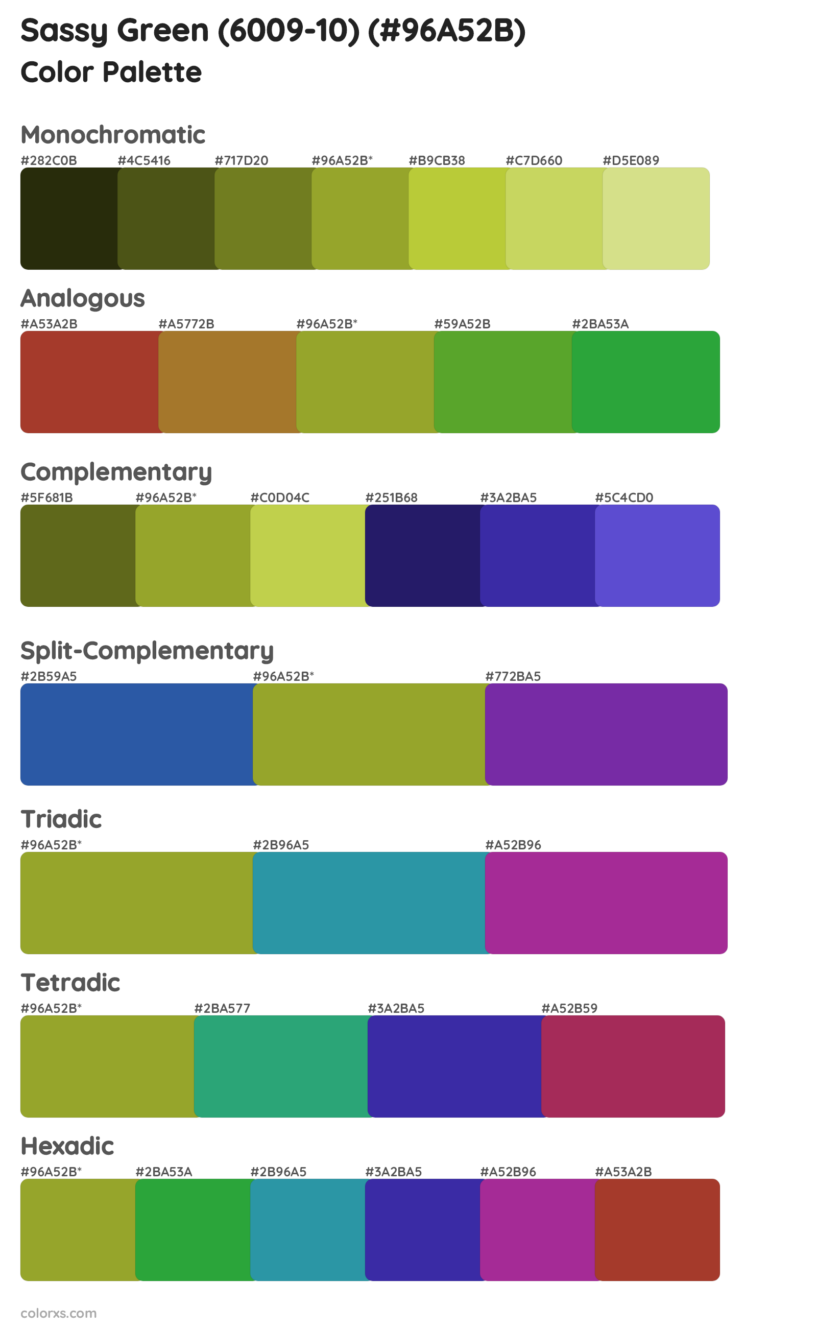 Sassy Green (6009-10) Color Scheme Palettes